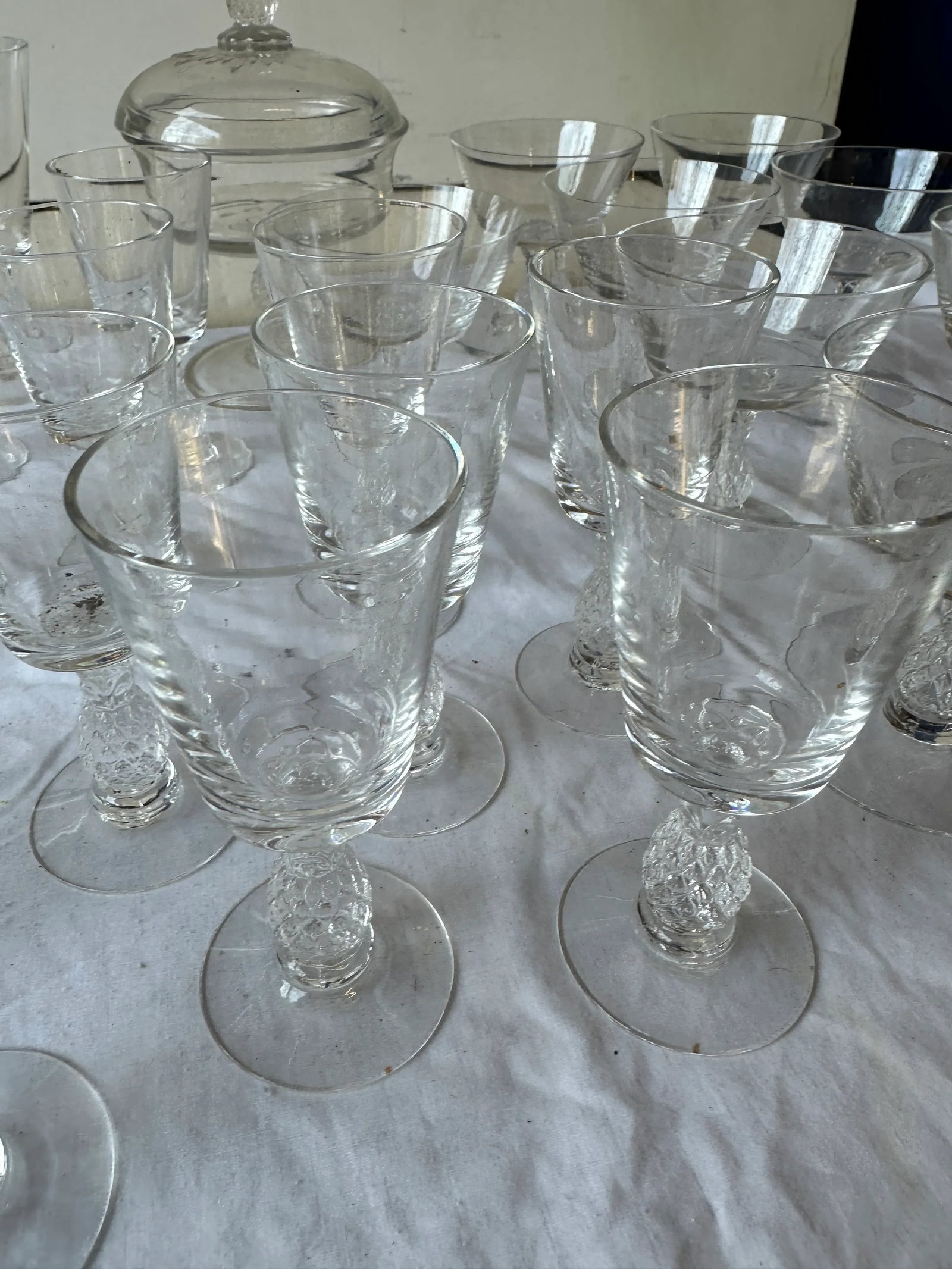 1970s Large Collection of Pineapple Crystal Cocktail Glasses - Set of 30 - 6