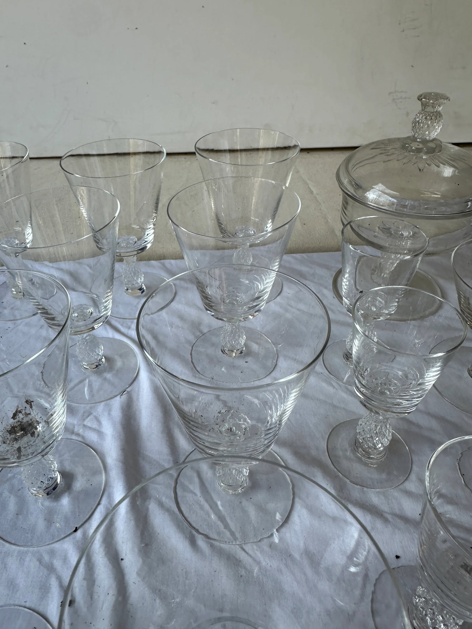 1970s Large Collection of Pineapple Crystal Cocktail Glasses - Set of 30 - 7