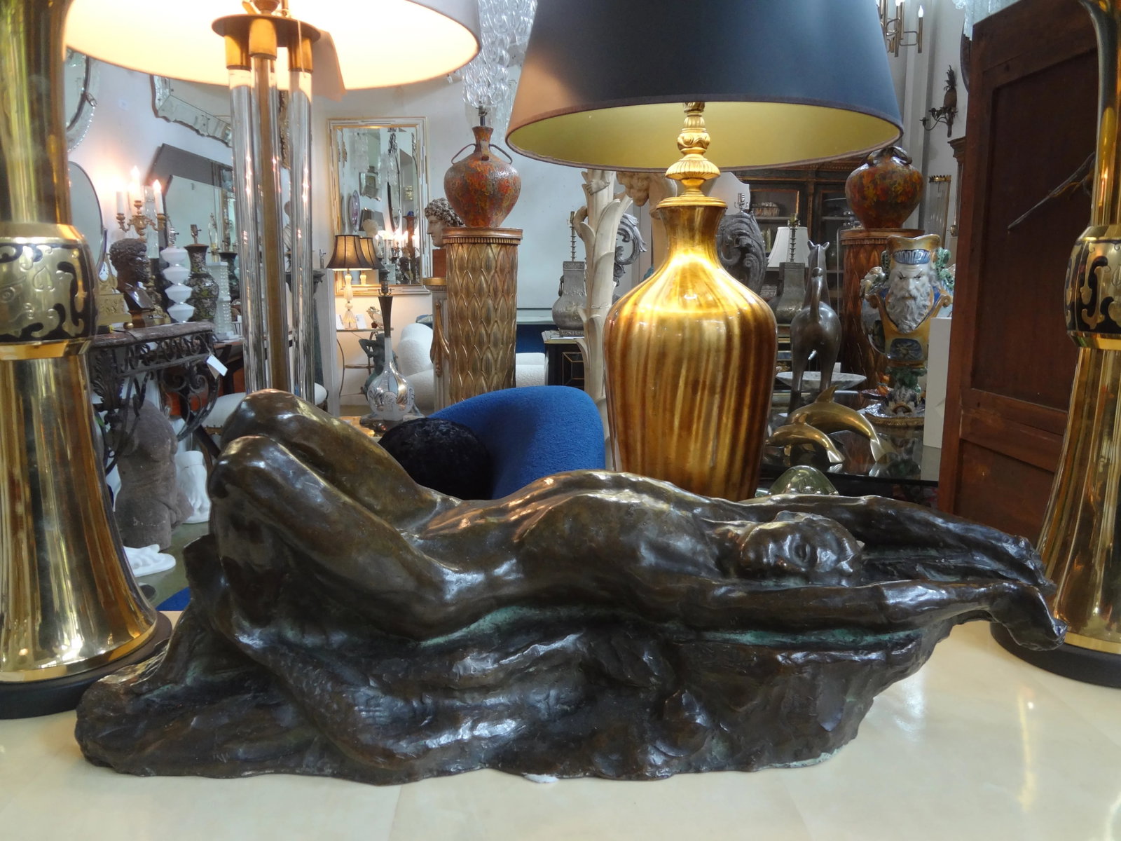 Italian Art Deco Bronze Sculpture of a Nude Male - 2