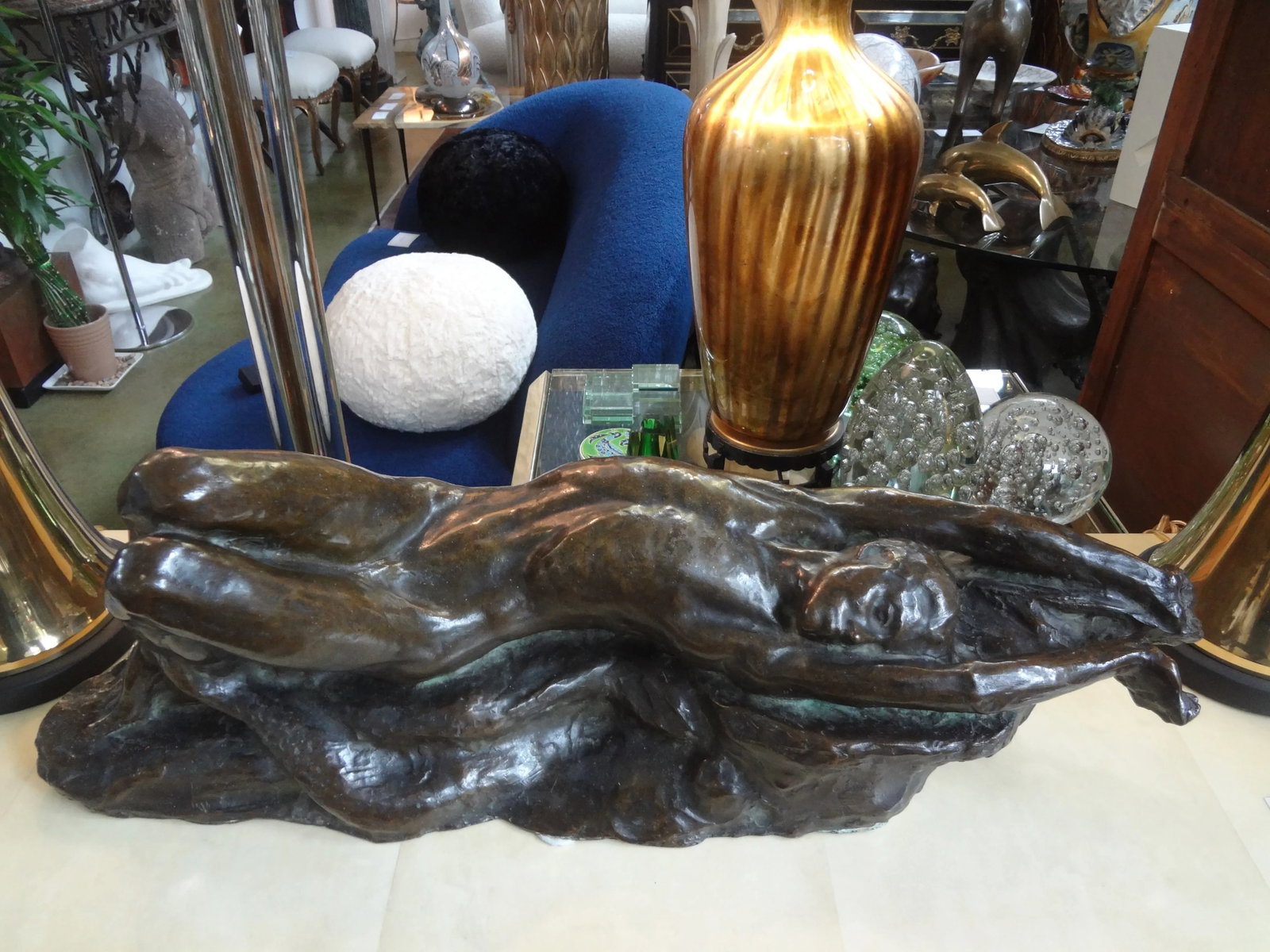 Italian Art Deco Bronze Sculpture of a Nude Male - 3
