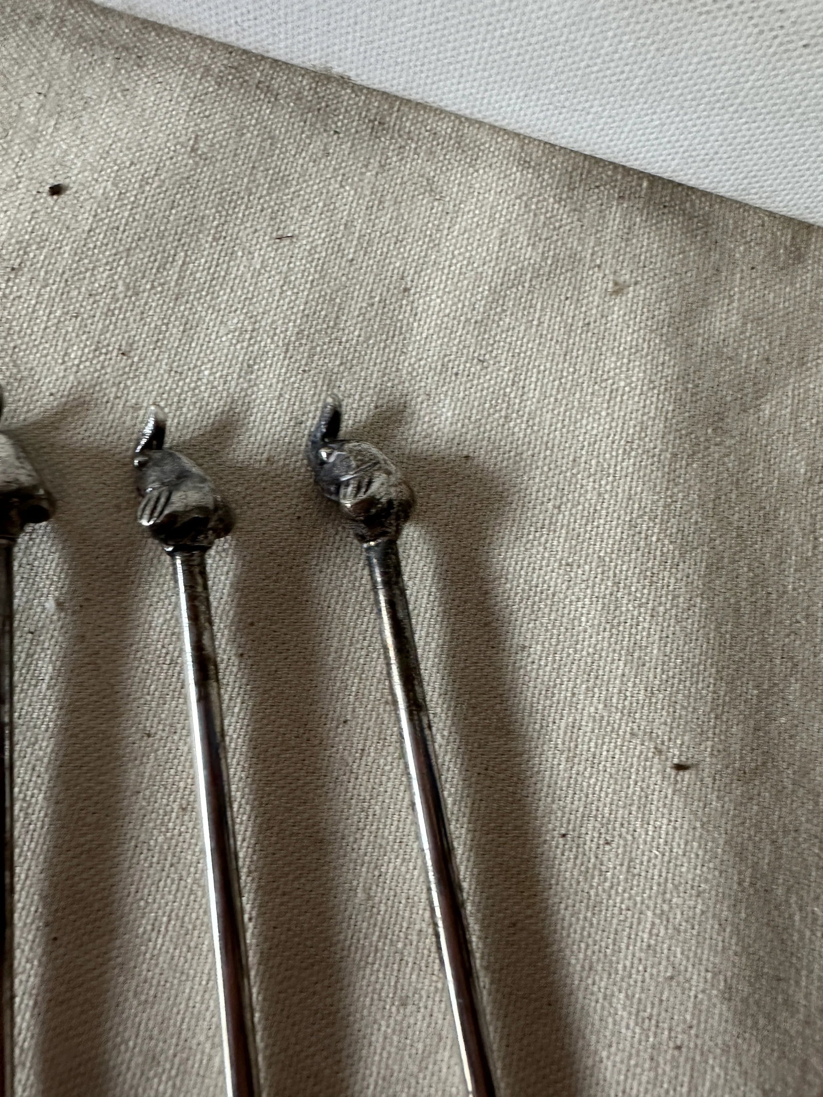 1970s Silver-Tone Metal Italian Elephant Cocktail Stirrers- Set of 6 - 4
