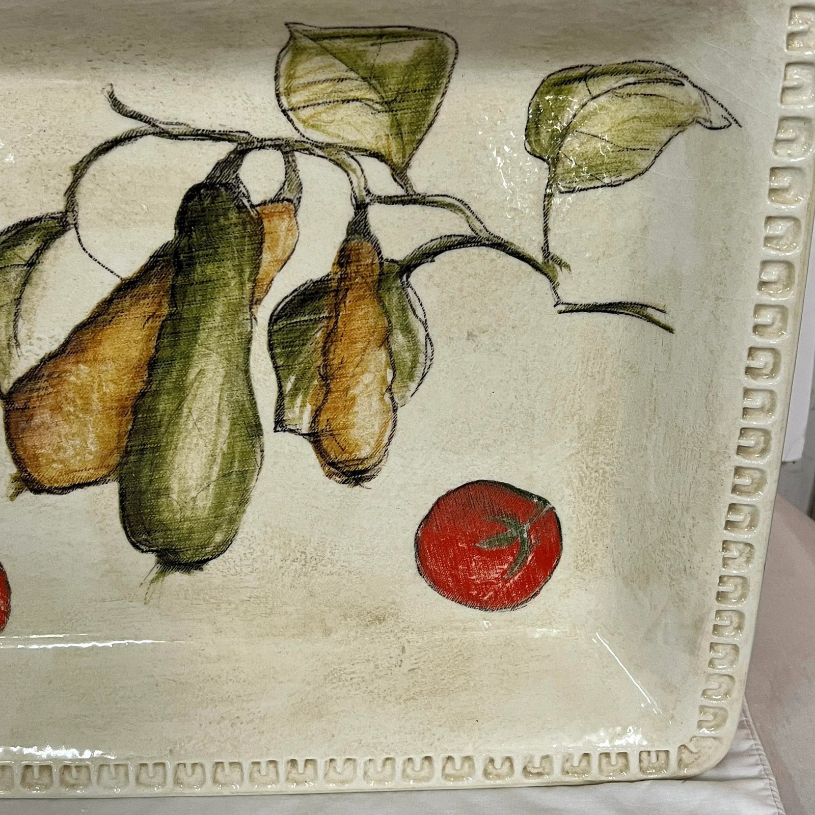 Williams-Sonoma Italian Large Tomato/Zucchini Pattern Platter / Serving Bowl - 2