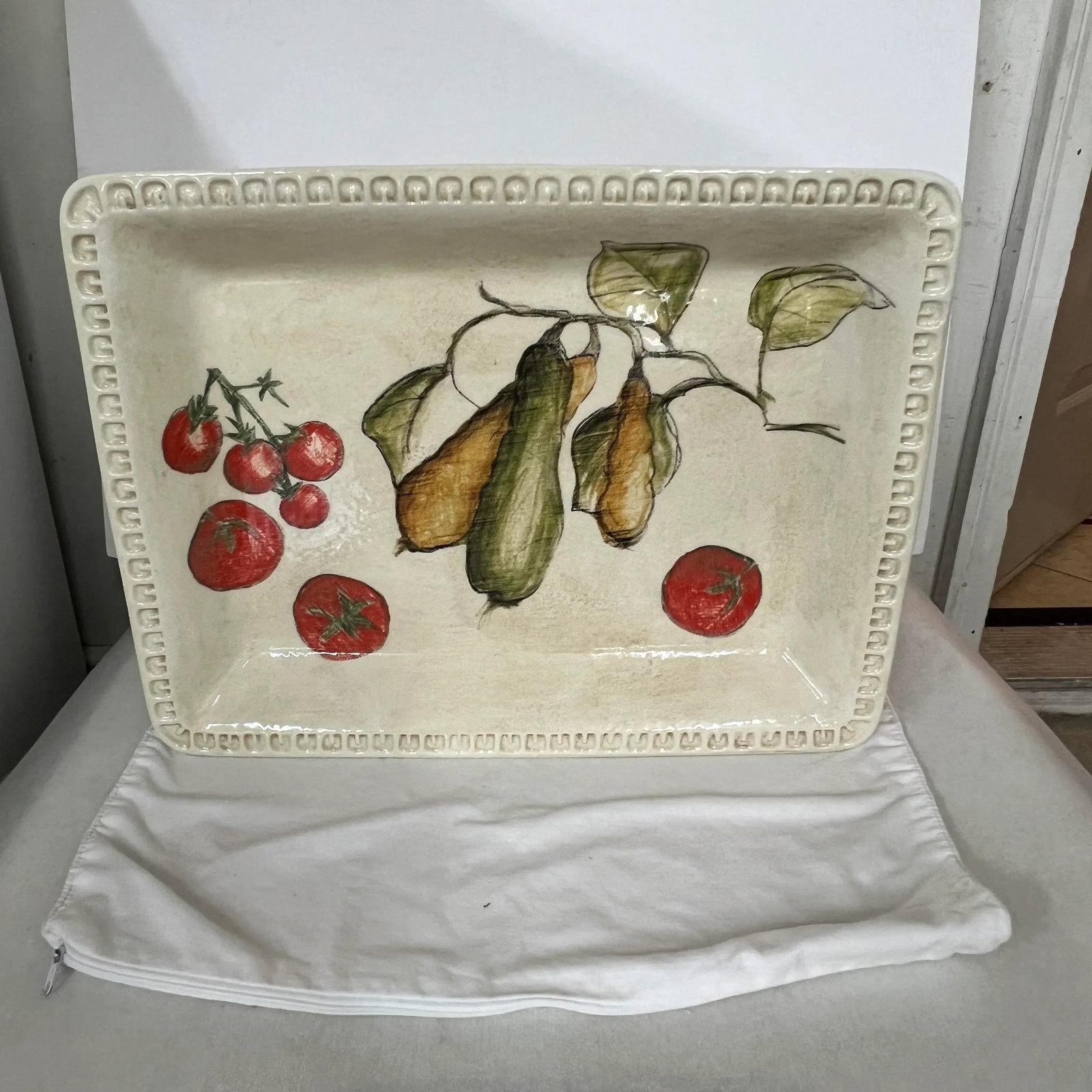 Williams-Sonoma Italian Large Tomato/Zucchini Pattern Platter / Serving Bowl - 3