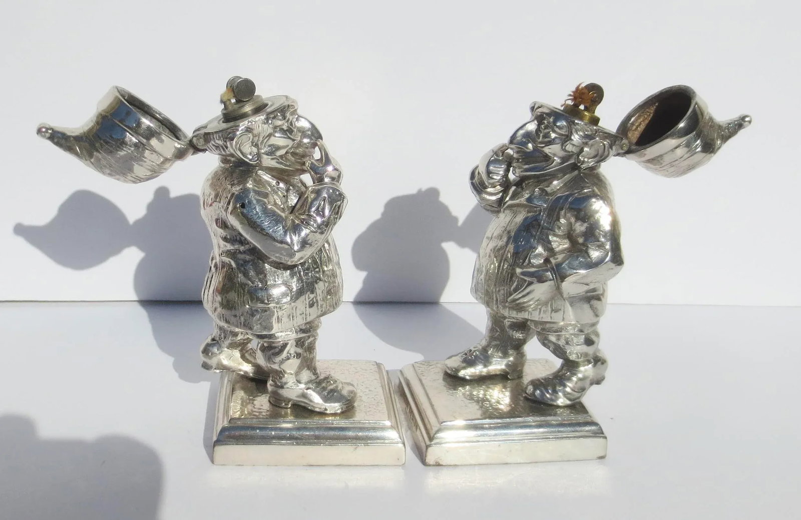 Mr. Punch Lighters Silverplate Circa 1900 -A Pair of Two - 3