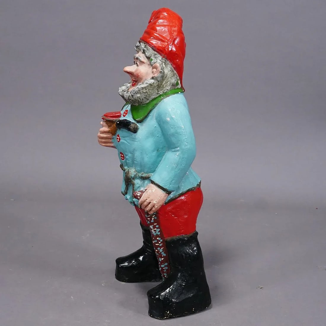 Large Terracotta Garden Gnome With Pipe, Germany Ca. 1920s - 3