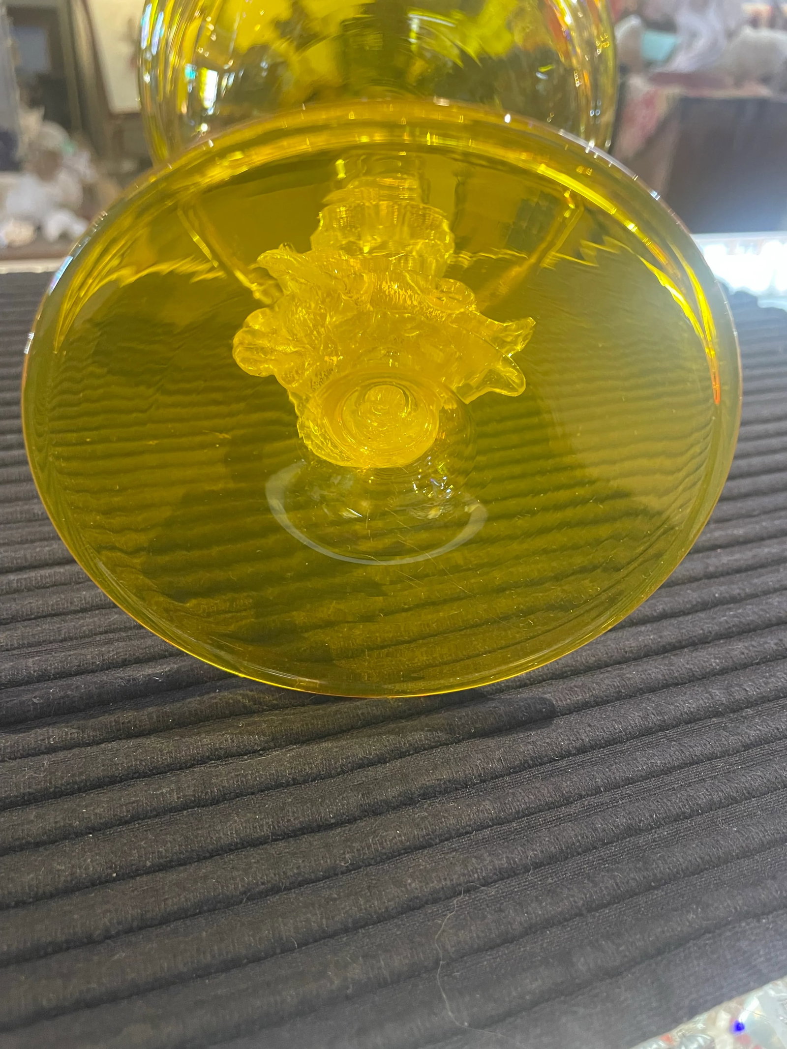 Early Vintage Bright Yellow Salviatii Venetian Murano Attributed Art Glass Bowl Dolphin - 6