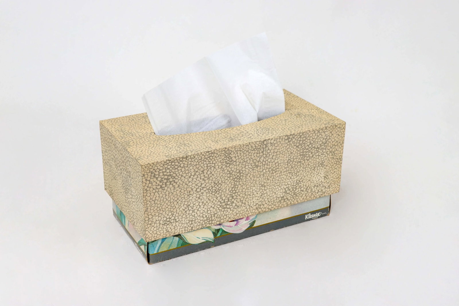 1990s Contemporary Faux Sharkskin Long Rectangular Tissue Box Cover - 5