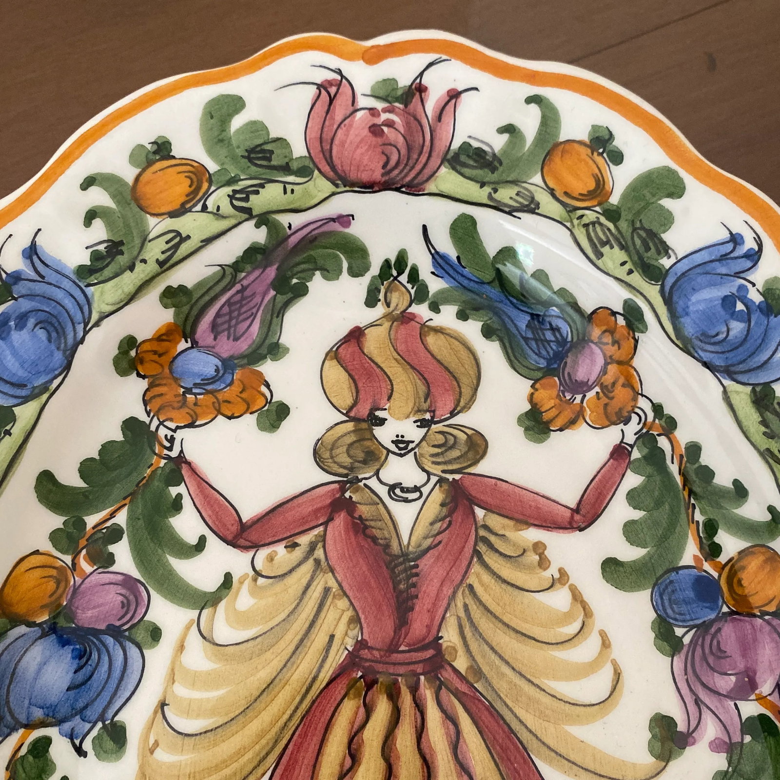 1970s Italian Pottery Hand Painted Hanging Decorative Dish - 2