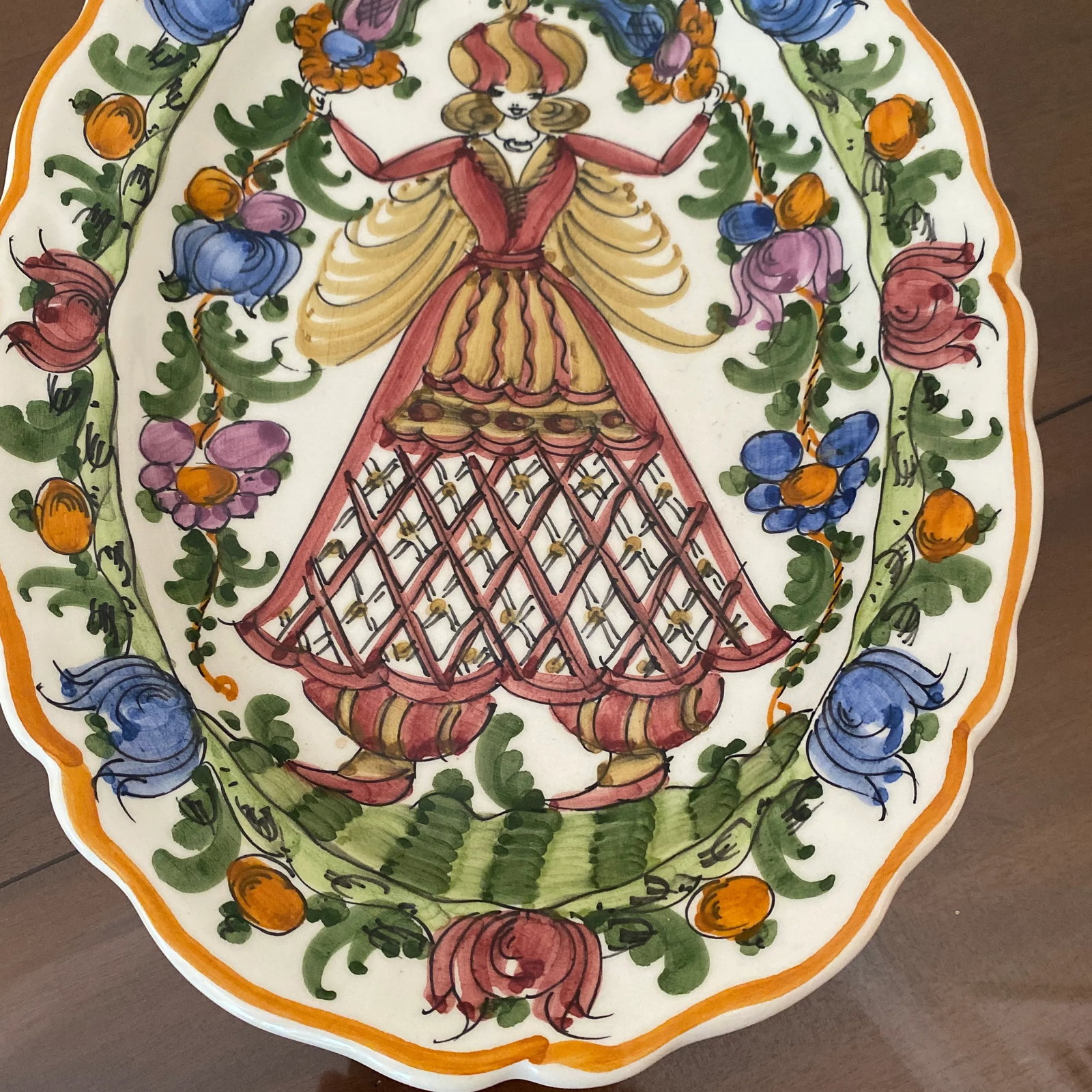 1970s Italian Pottery Hand Painted Hanging Decorative Dish - 4