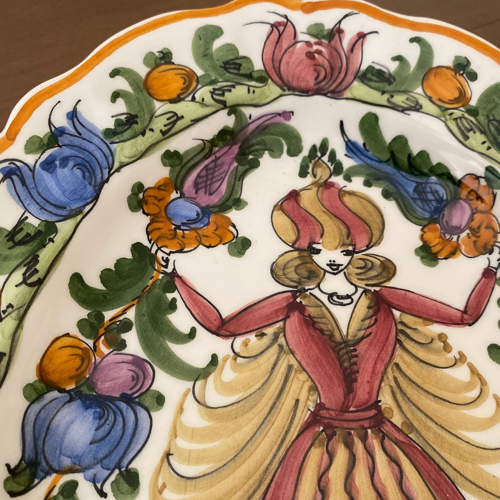 1970s Italian Pottery Hand Painted Hanging Decorative Dish - 5