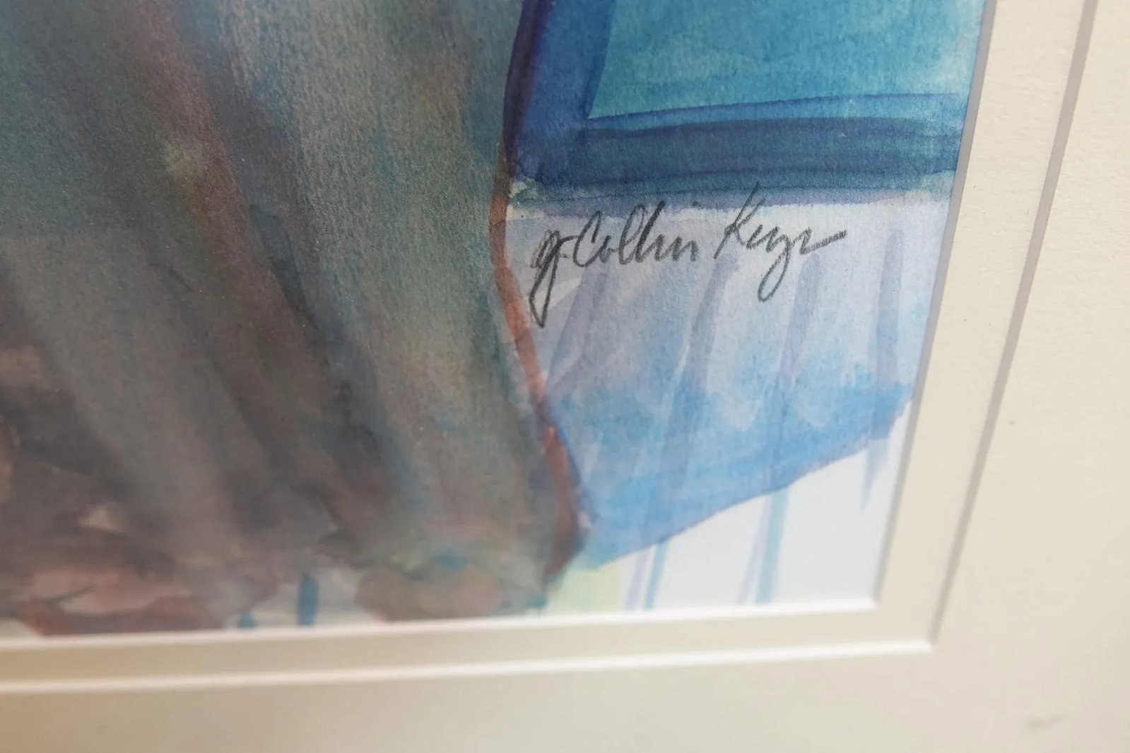 Waiting in Silence - Late 20th Century Watercolor Painting Signed on the Bottom, Framed - 4