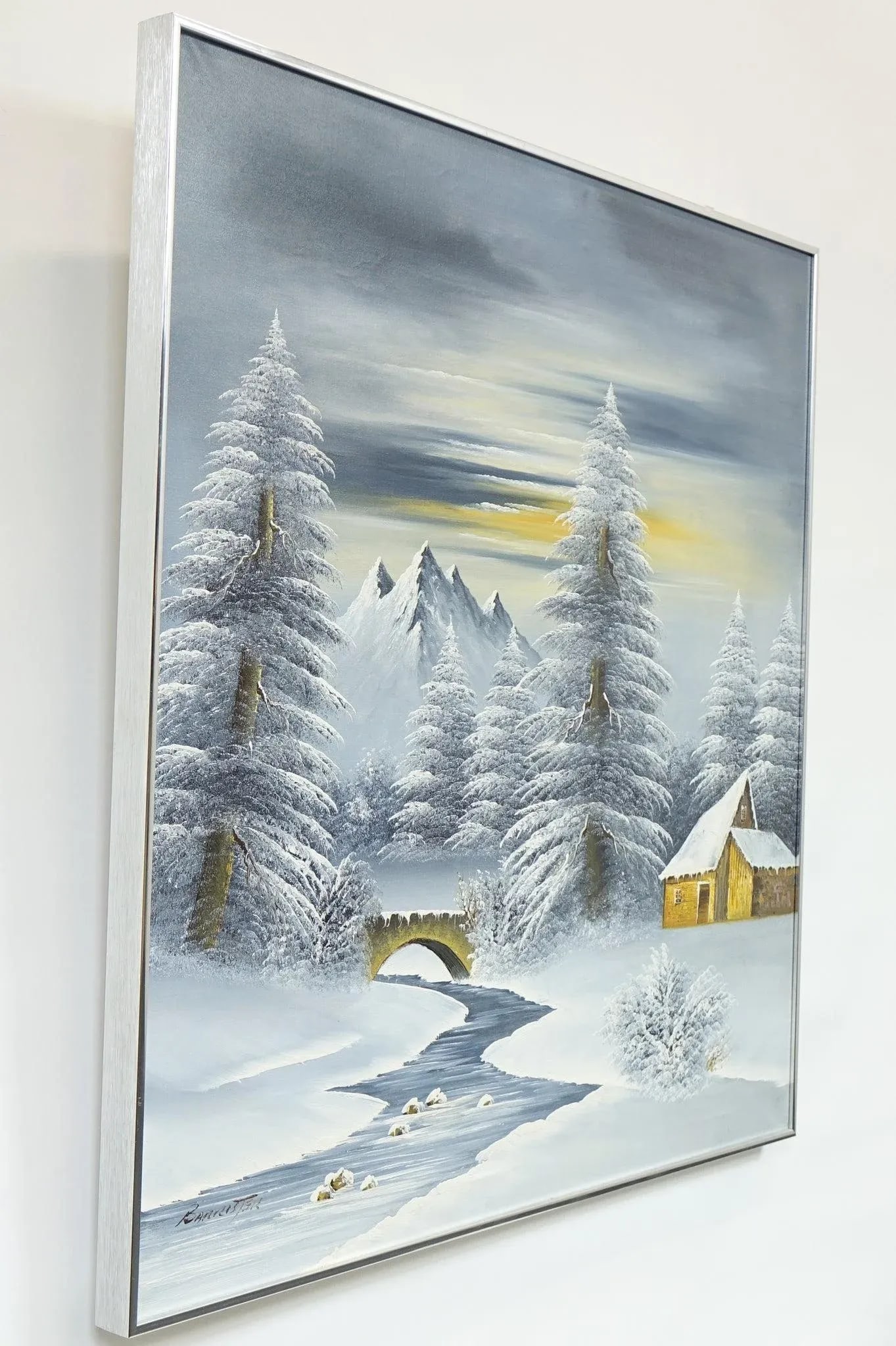 Mid 20th Century Mountain Silence" - Original Oil on Canvas Signed - 9
