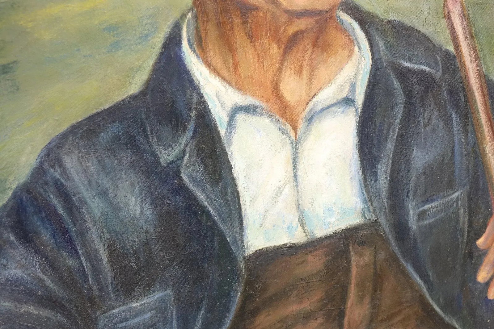 Portrait of a Working Man - Oil on Canvas Painting 1948 Signed Original, Framed - 4