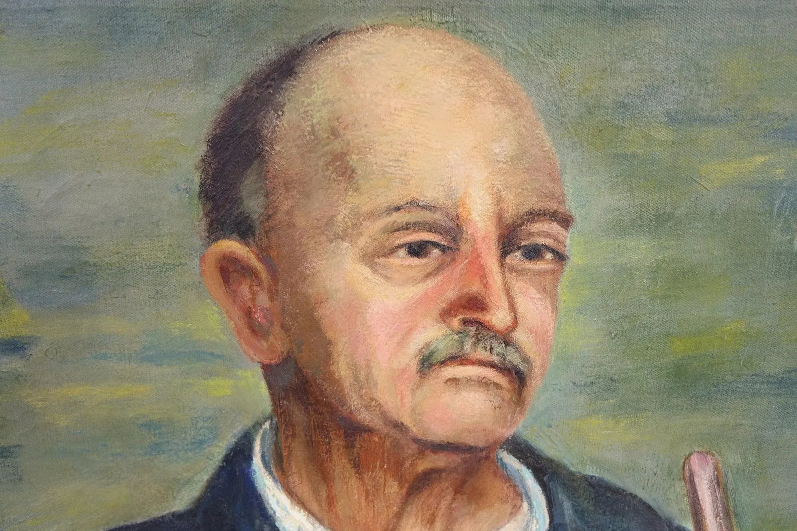 Portrait of a Working Man - Oil on Canvas Painting 1948 Signed Original, Framed - 6