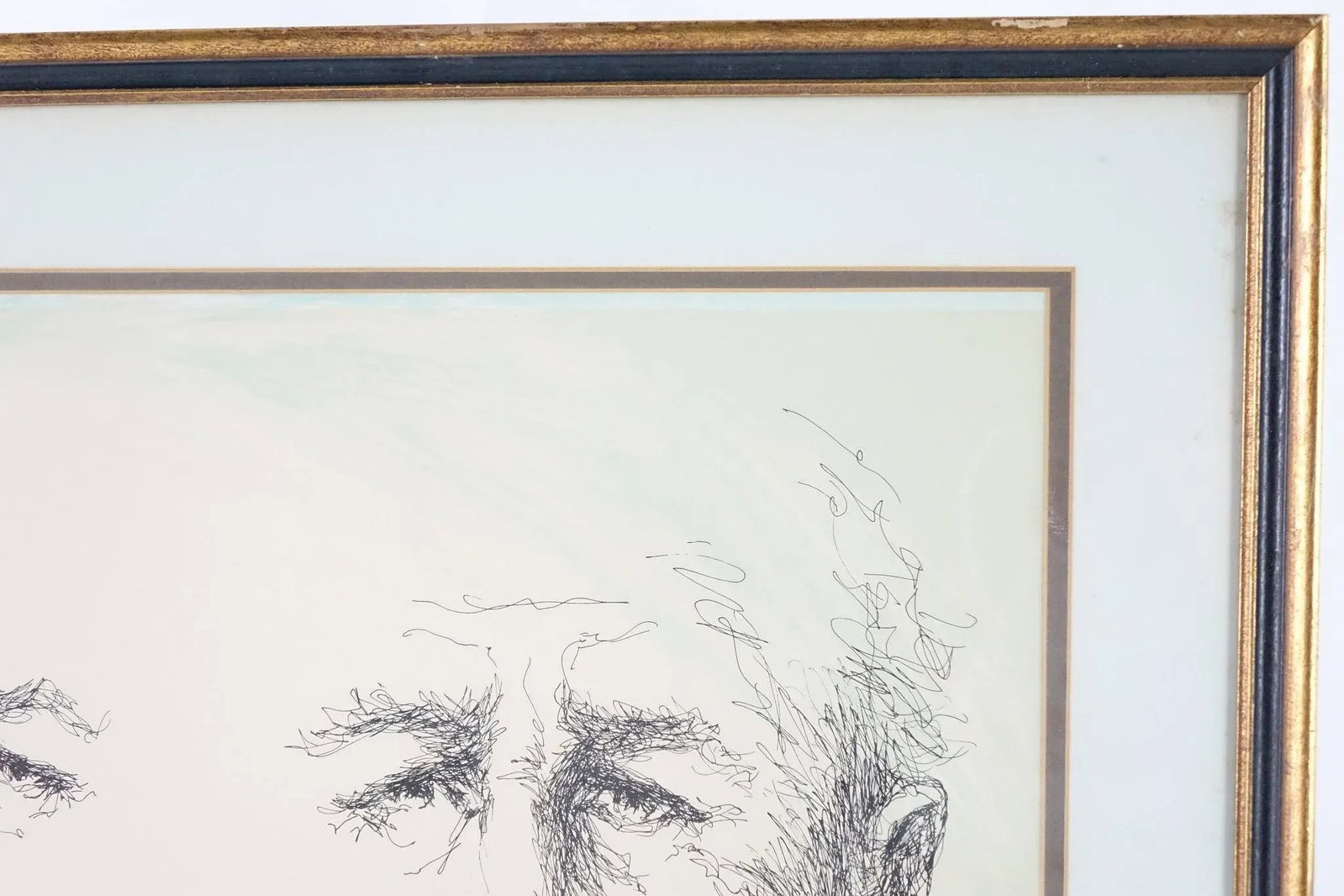 Head Study by Luis Carlos Rodriguez - Late 20th Century Original Ink on Paper Signed, Framed - 4