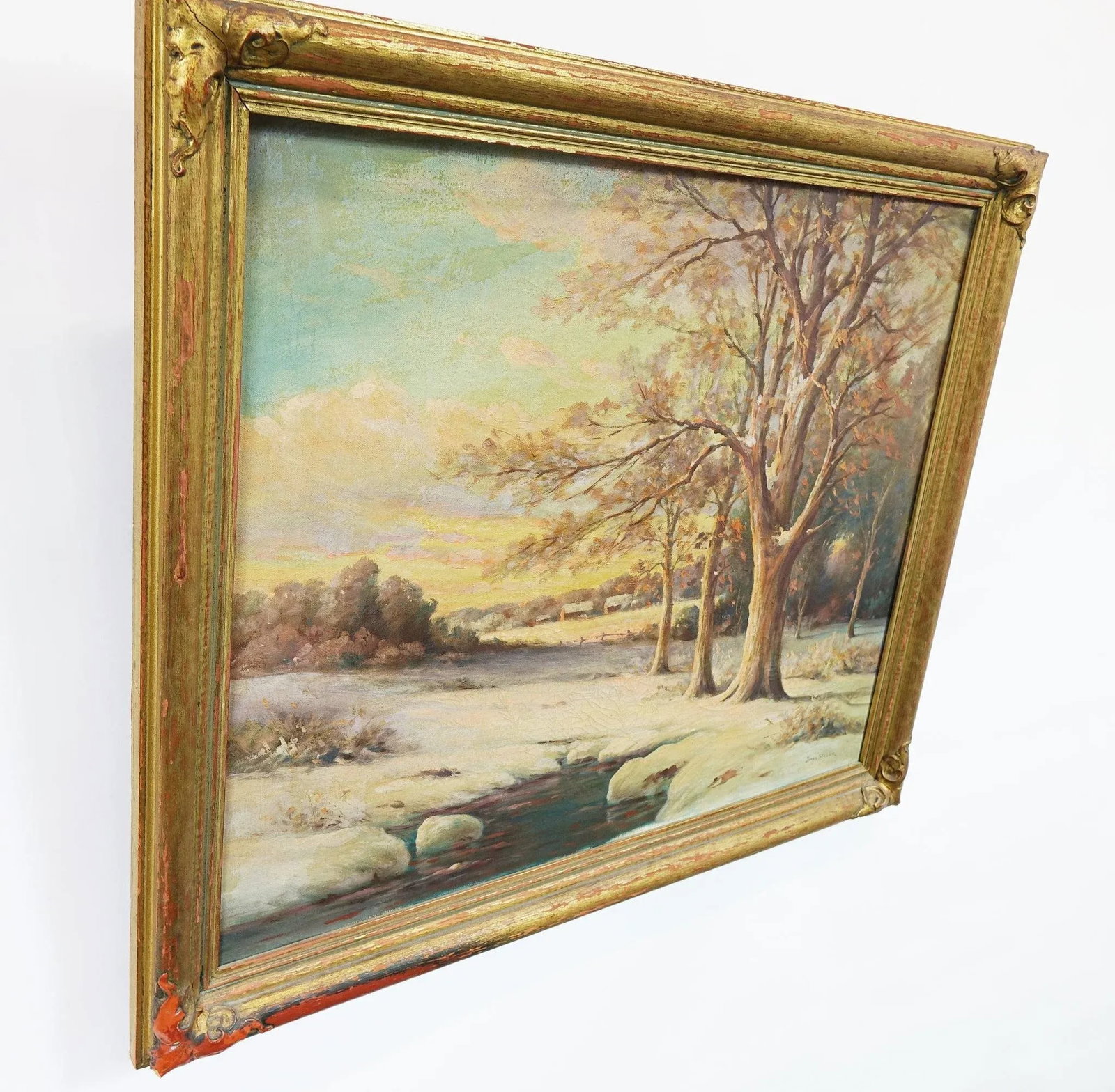 Mid 20th Century Winter's Golden Silence - Oil on Canvas Signed Original - 11