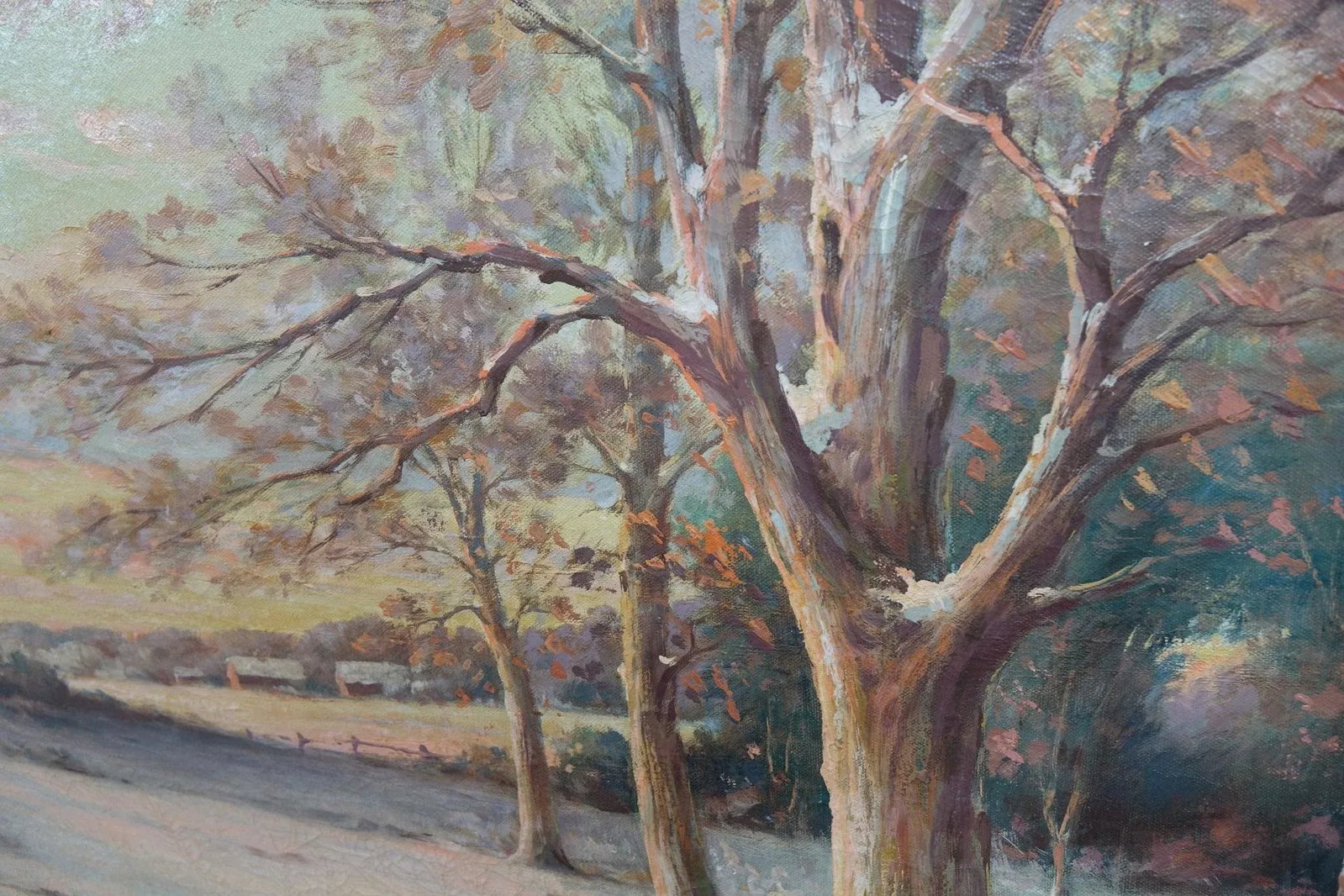 Mid 20th Century Winter's Golden Silence - Oil on Canvas Signed Original - 6