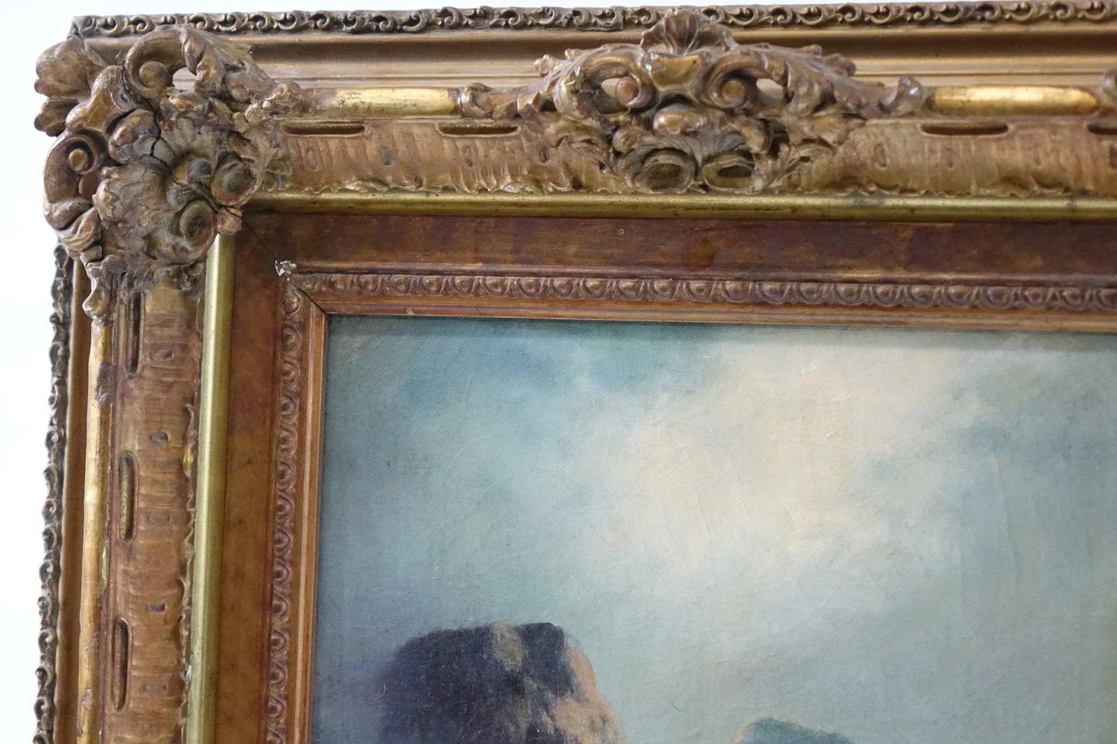 Mid 20th Century Mountain Range, Original Acrylic Painting on Canvas, Signed, Framed - 3
