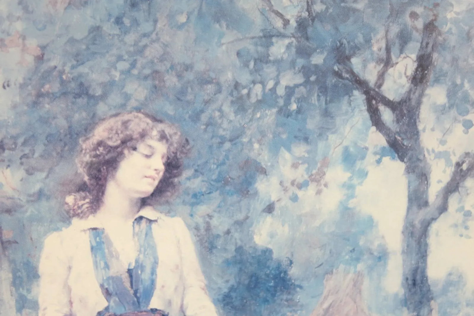 In the Garden - Early 20th Century Print Oil on Canvas Signed on the Bottom, Framed - 7