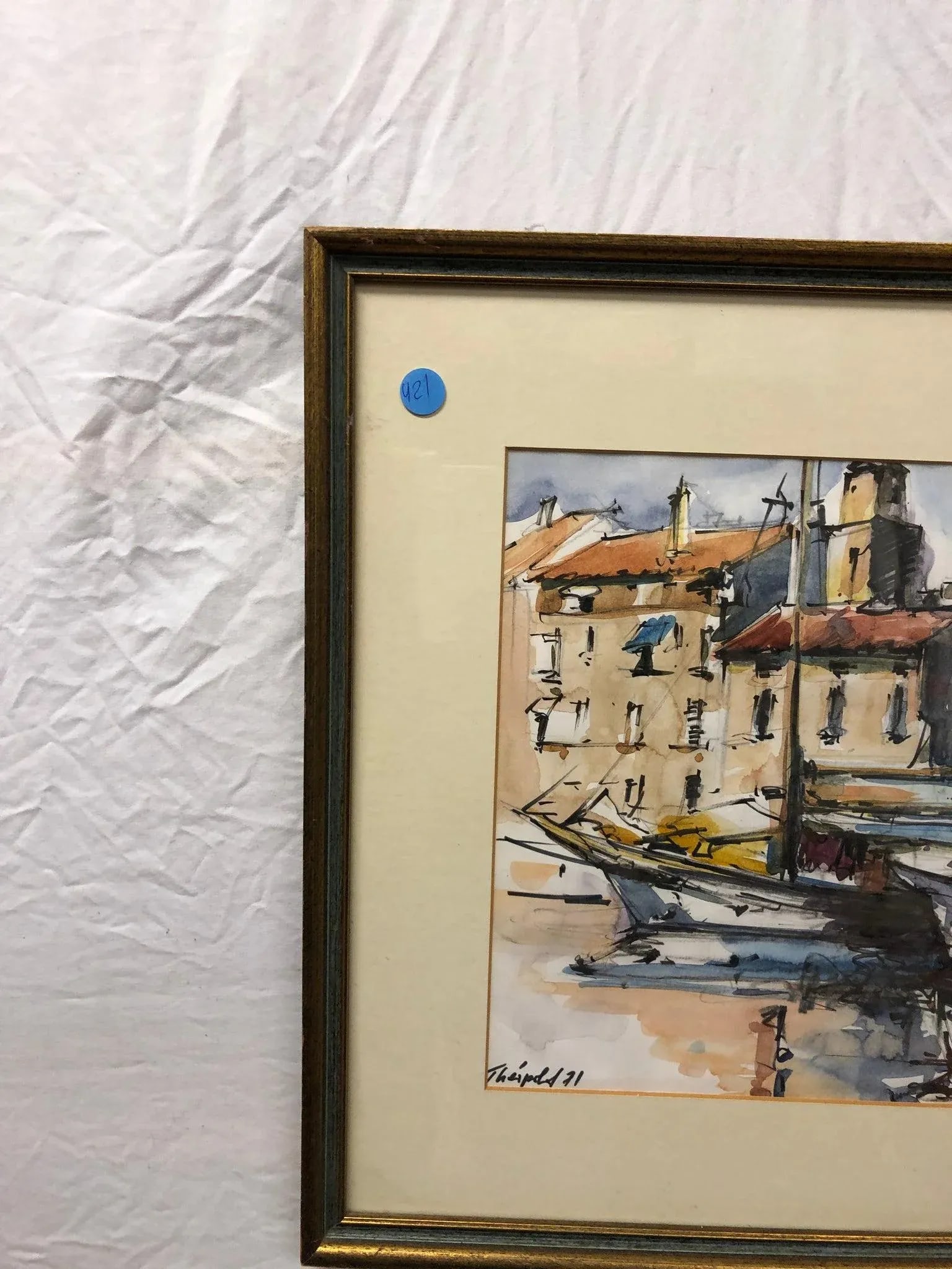Thailand Original Watercolor 1971 Signed on the Bottom, Framed - 5