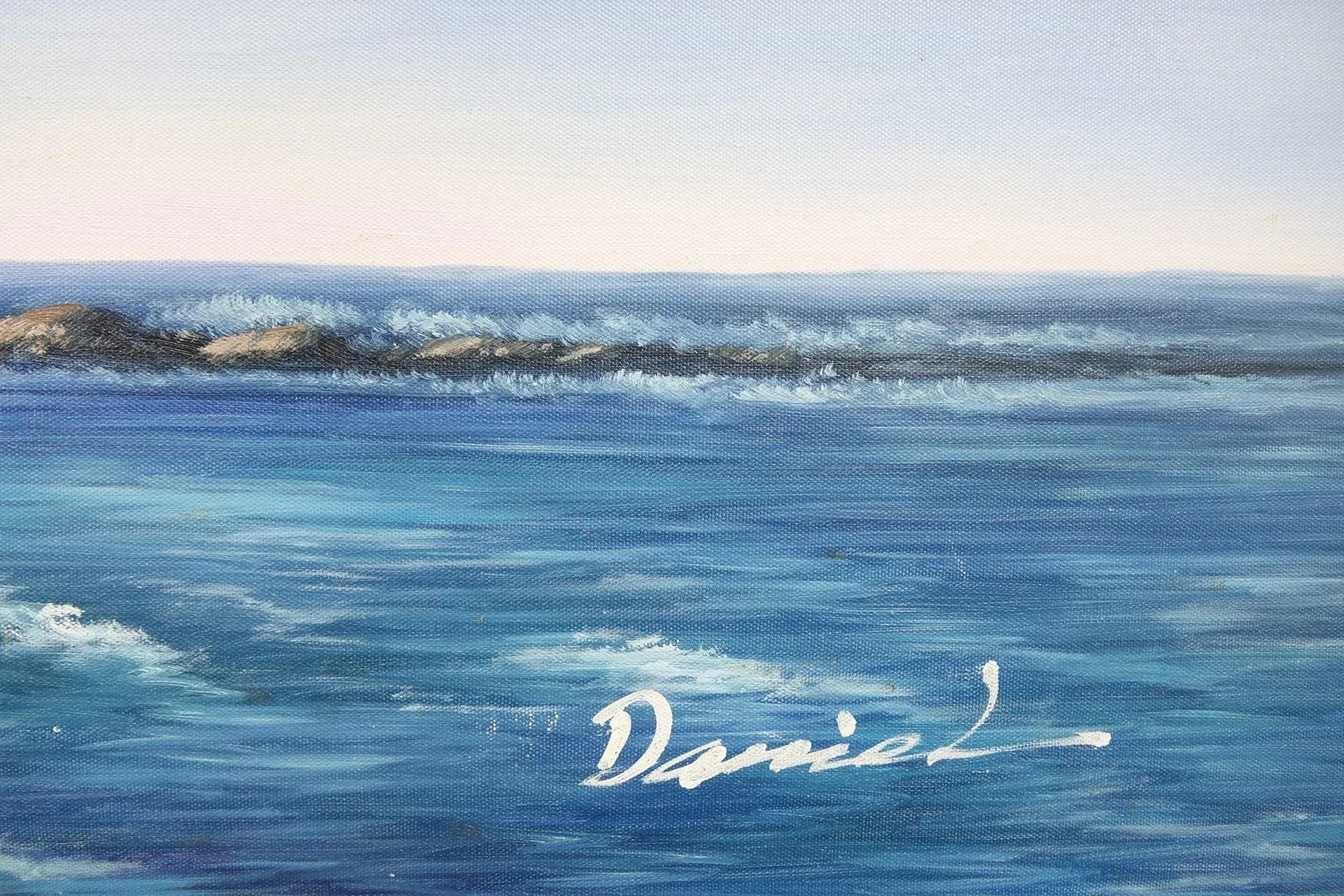Early 20th Century Oceanscape Oil on Canvas Signed Original, Framed - 6
