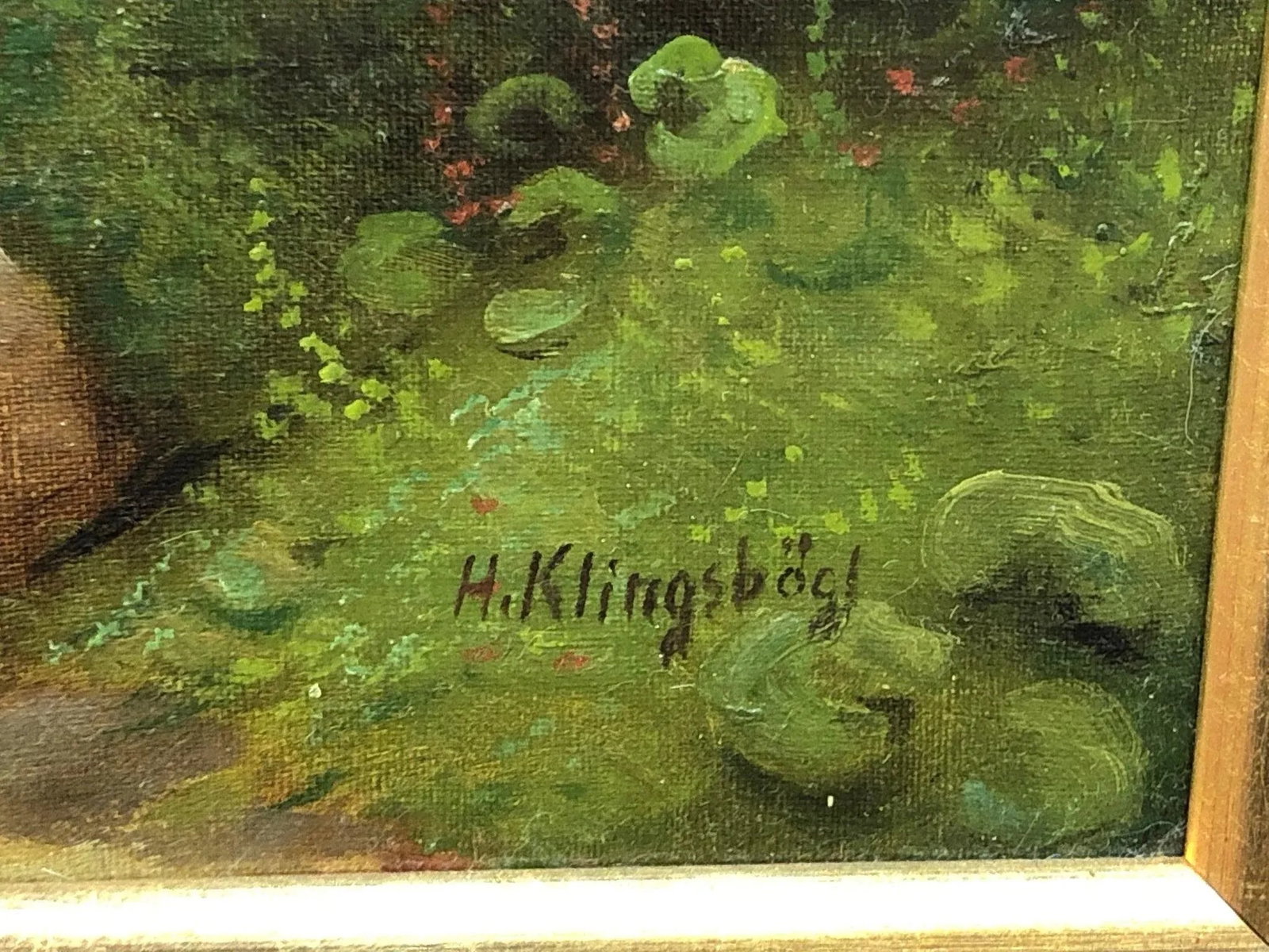 Early 20th Century Original Oil on Canvas – Realistic Babbling Brook & Forest Scene, Framed - 5