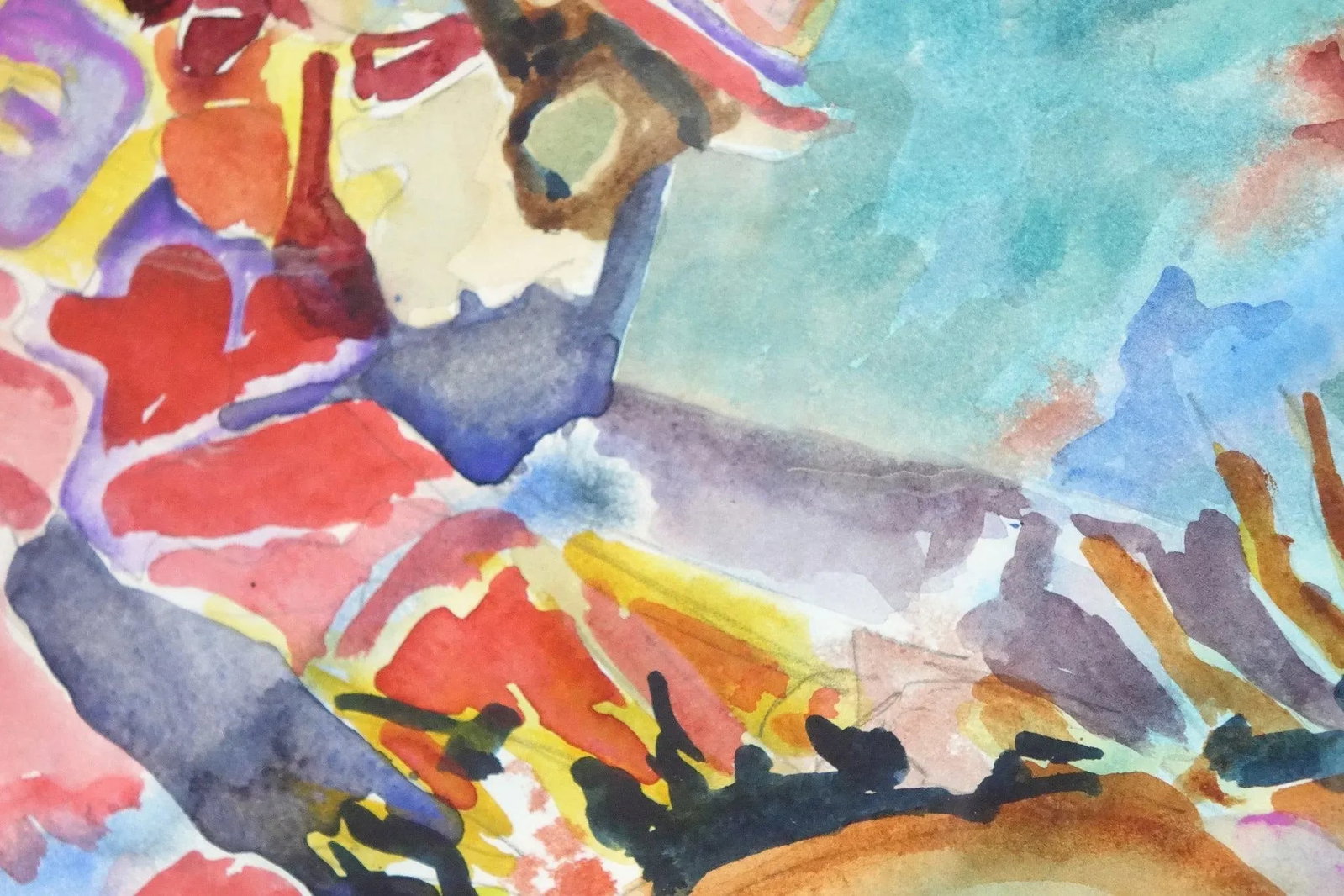 Late 20th Century Horse Jockey Original Loes Verspoor Watercolor Painting Signed - 2