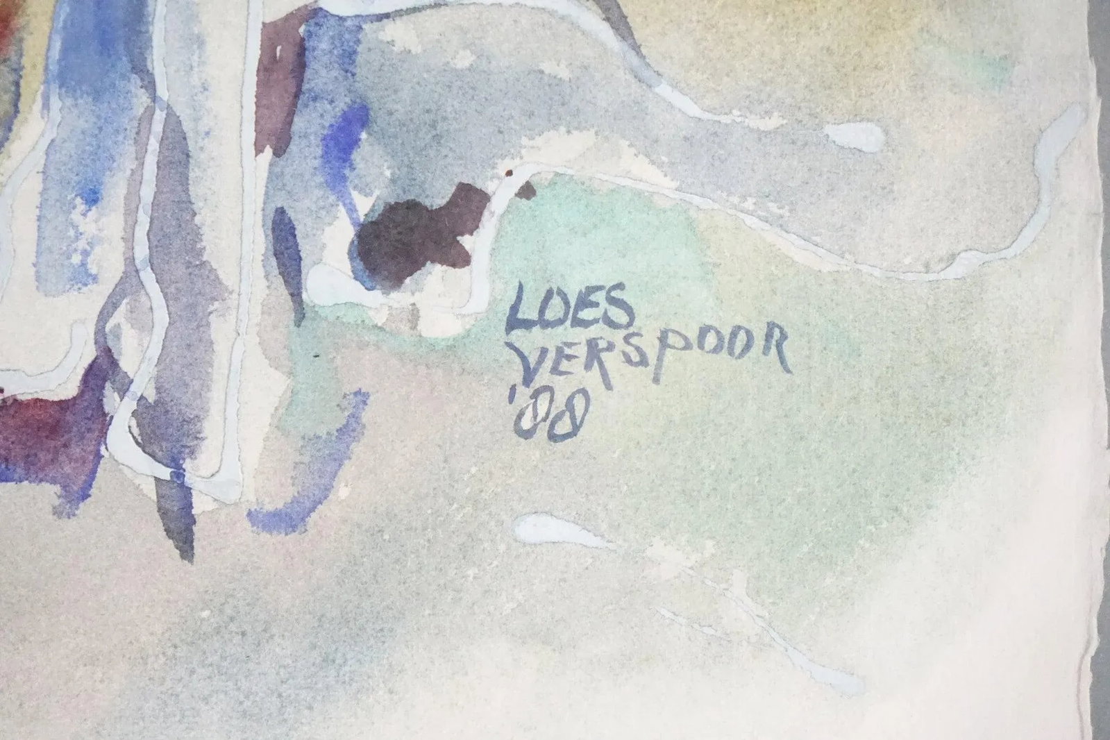Horse Jockeys Original Loes Verspoor Watercolor Painting Signed - 4
