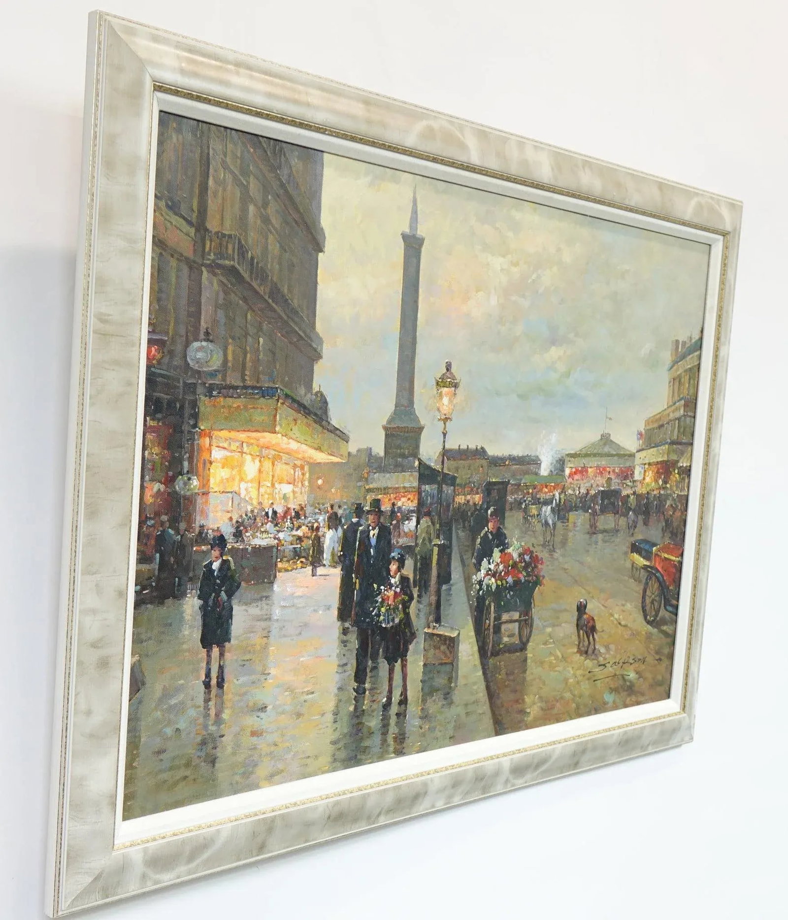 Late 20th Century European School the Market Oil on Canvas Signed Original - 8