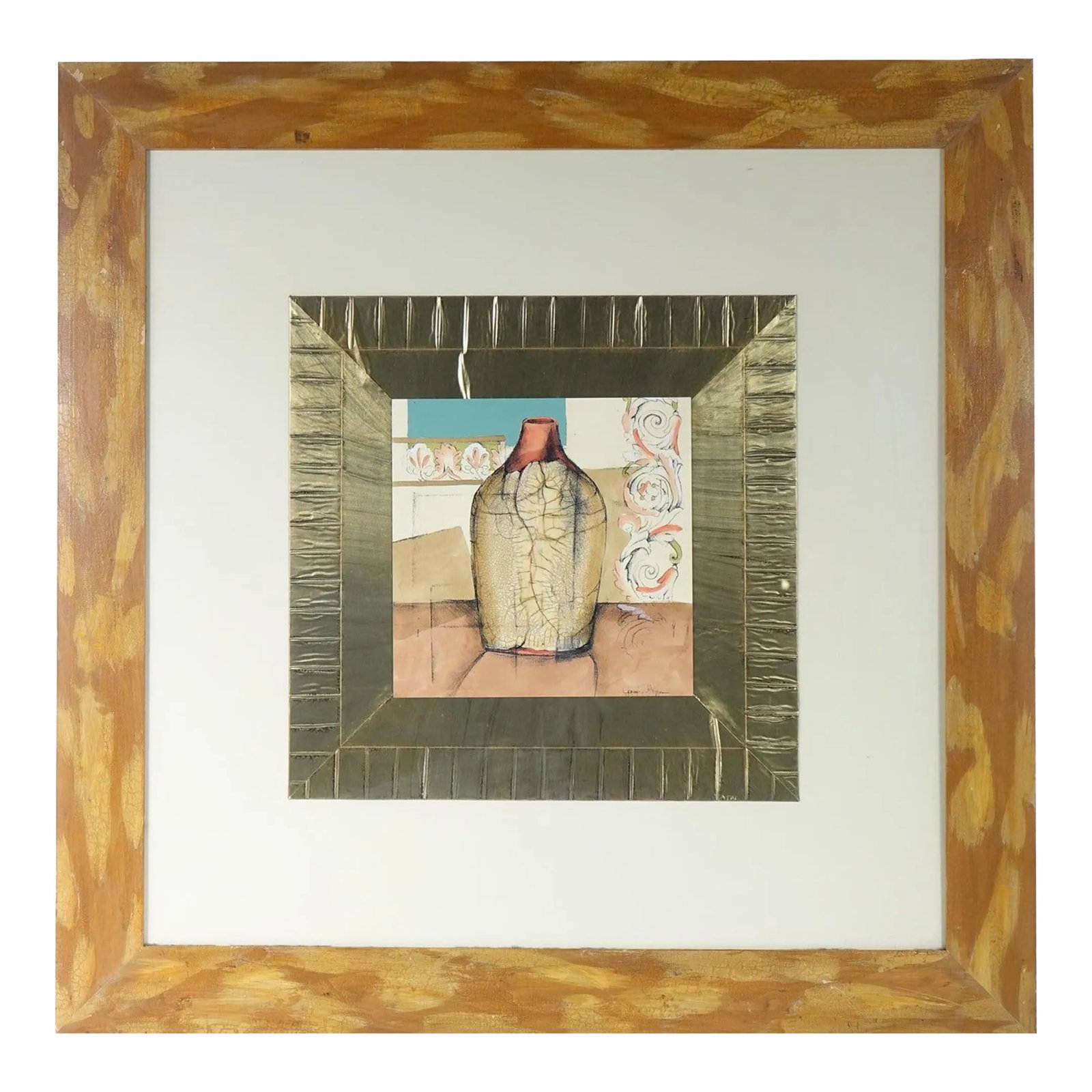 Late 20th Century Still Life Large Print of an Original Mixed Media Piece Signed: Still Life Large Print of an Original Mixed Media Piece Signed - 38" x 1" x 38" This stunning large-scale still life print captures the essence of mixed media artistry, featuring a beautifully