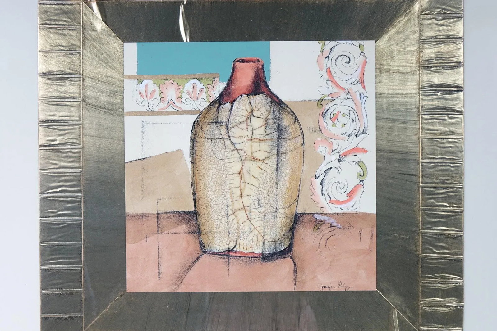 Late 20th Century Still Life Large Print of an Original Mixed Media Piece Signed - 2