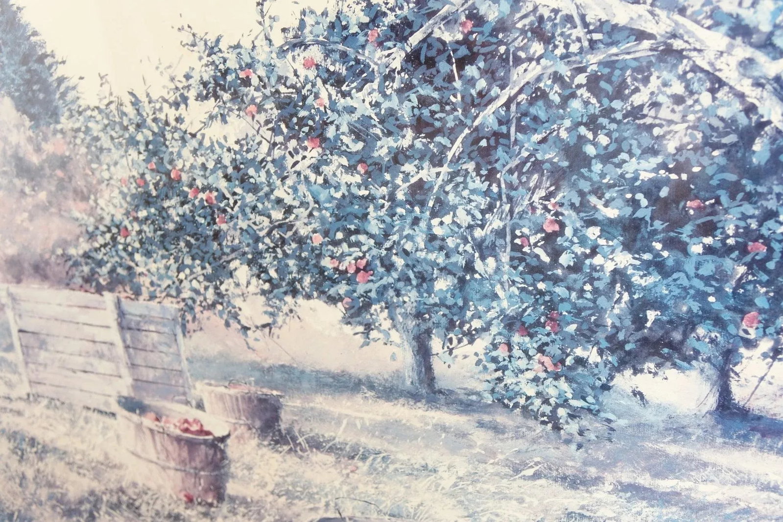 First Picking - Late 20th Century Print of Watercolor Painting Signed on the Bottom, Framed - 3