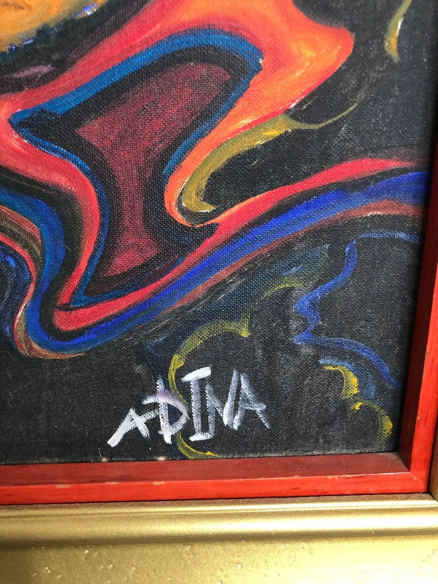 Abstract Oil on Canvas Signed on the Bottom - 4