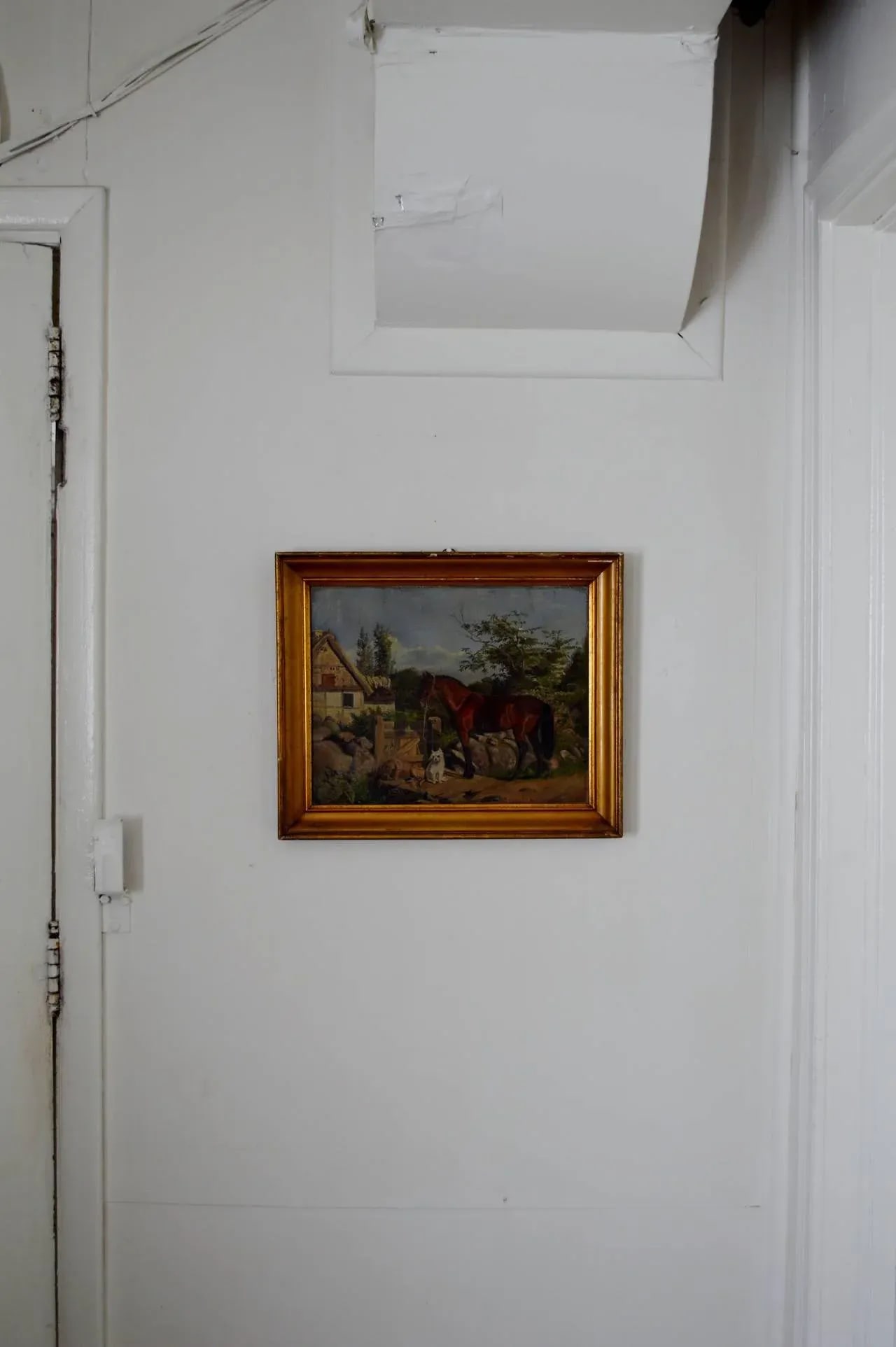 Antique Framed Flemish Equine and Dog Painting - 8
