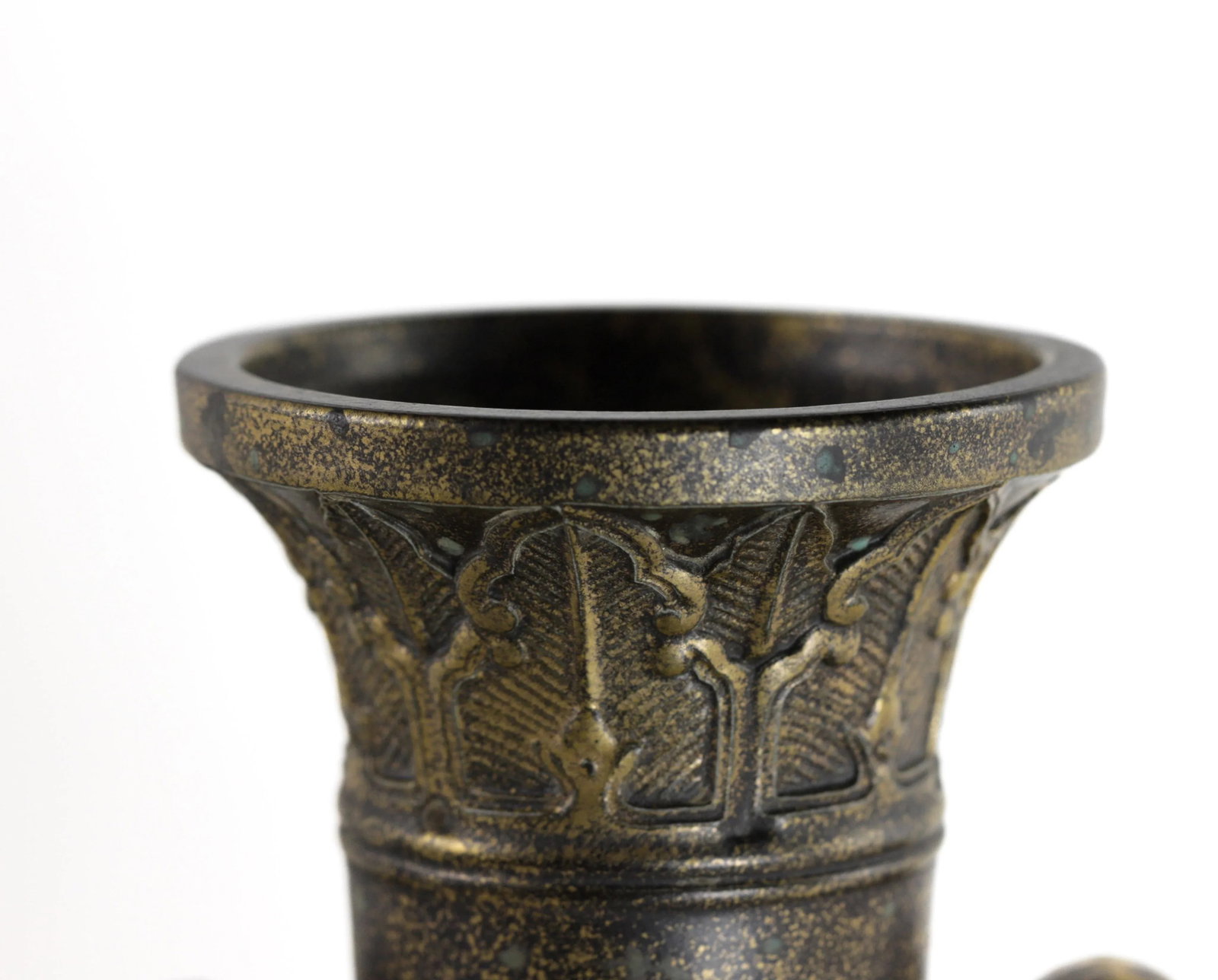 Qianlong Mark, Qing Dynasty, Antique Copper Glaze and Gold-Sprinkled Double-Eared Vase - 10