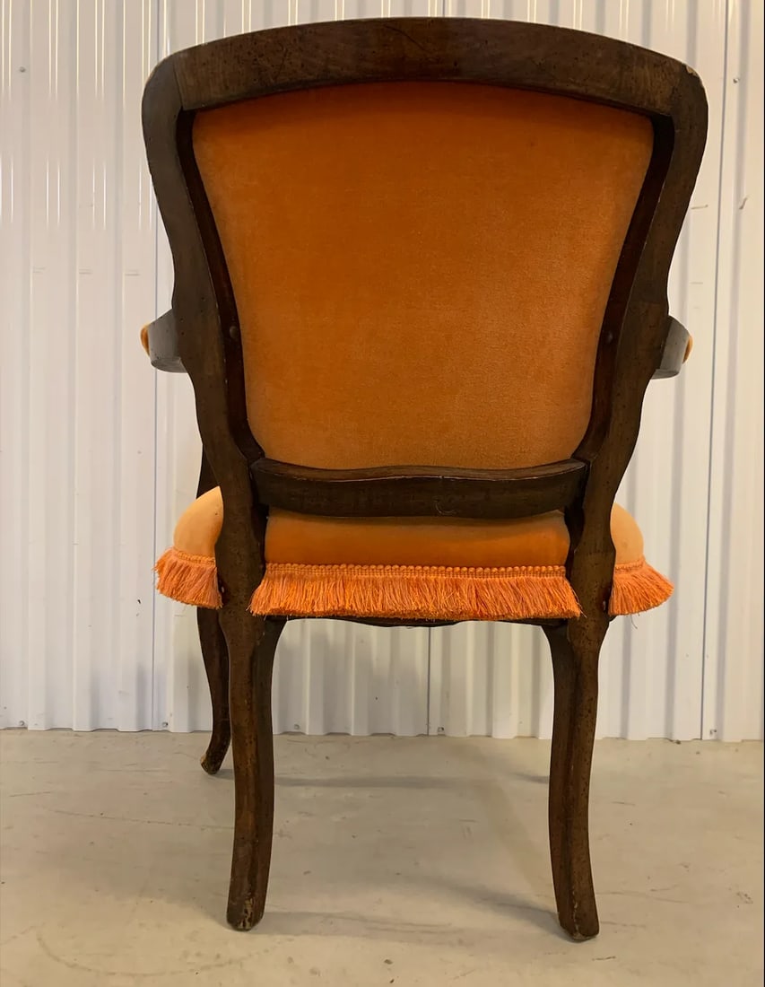 1940s Orange Upholstered Bergere Chair - 2
