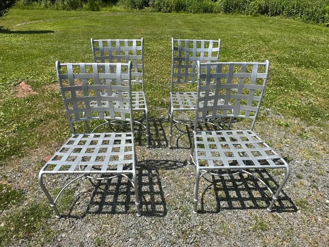 1980s Silver Powder Coated Patio Dining Table & 4 Chairs - 3