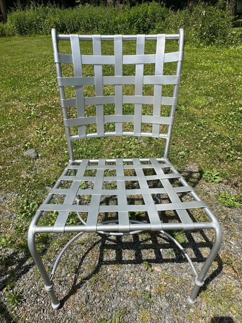 1980s Silver Powder Coated Patio Dining Table & 4 Chairs - 6