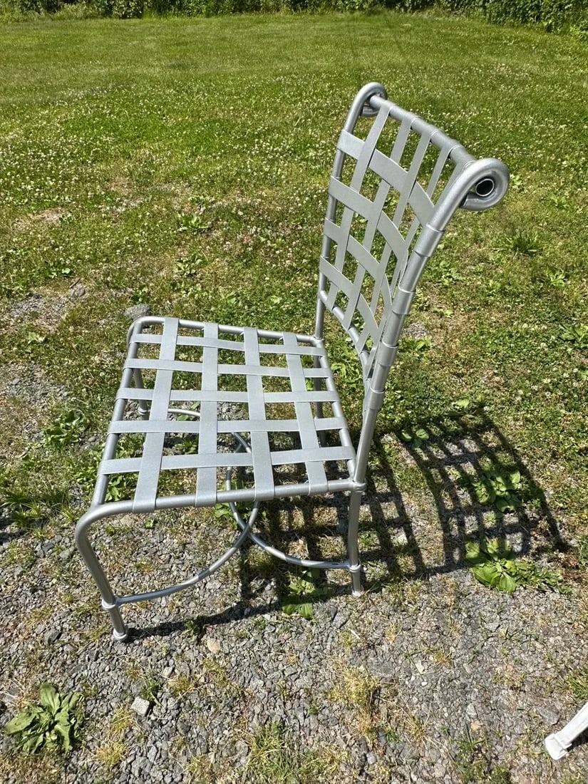 1980s Silver Powder Coated Patio Dining Table & 4 Chairs - 8