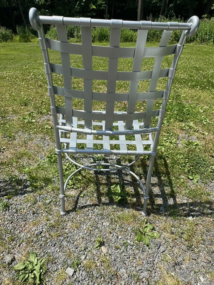 1980s Silver Powder Coated Patio Dining Table & 4 Chairs - 9