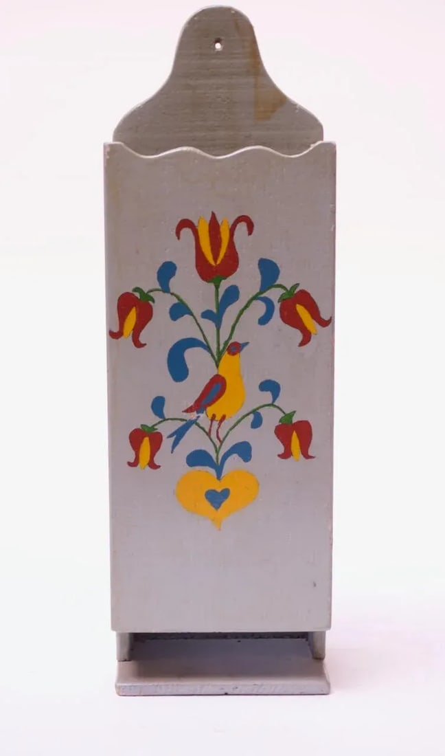 Antique Folk-Art Hand-Painted Letter Holder - 12