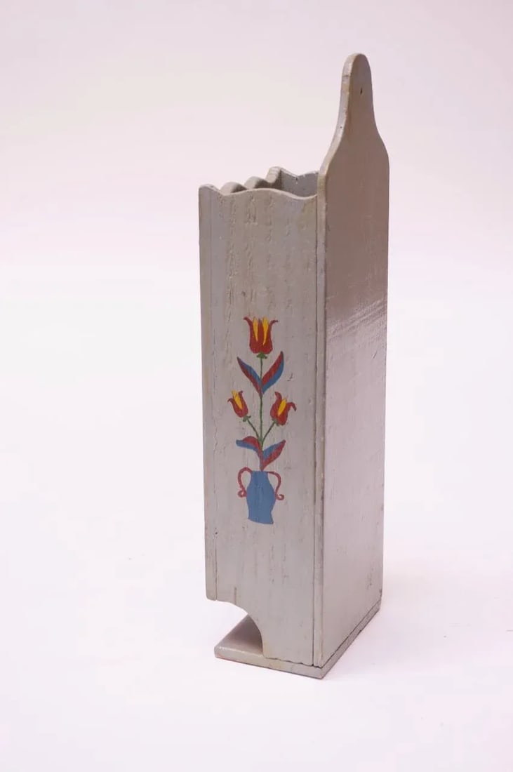 Antique Folk-Art Hand-Painted Letter Holder - 4