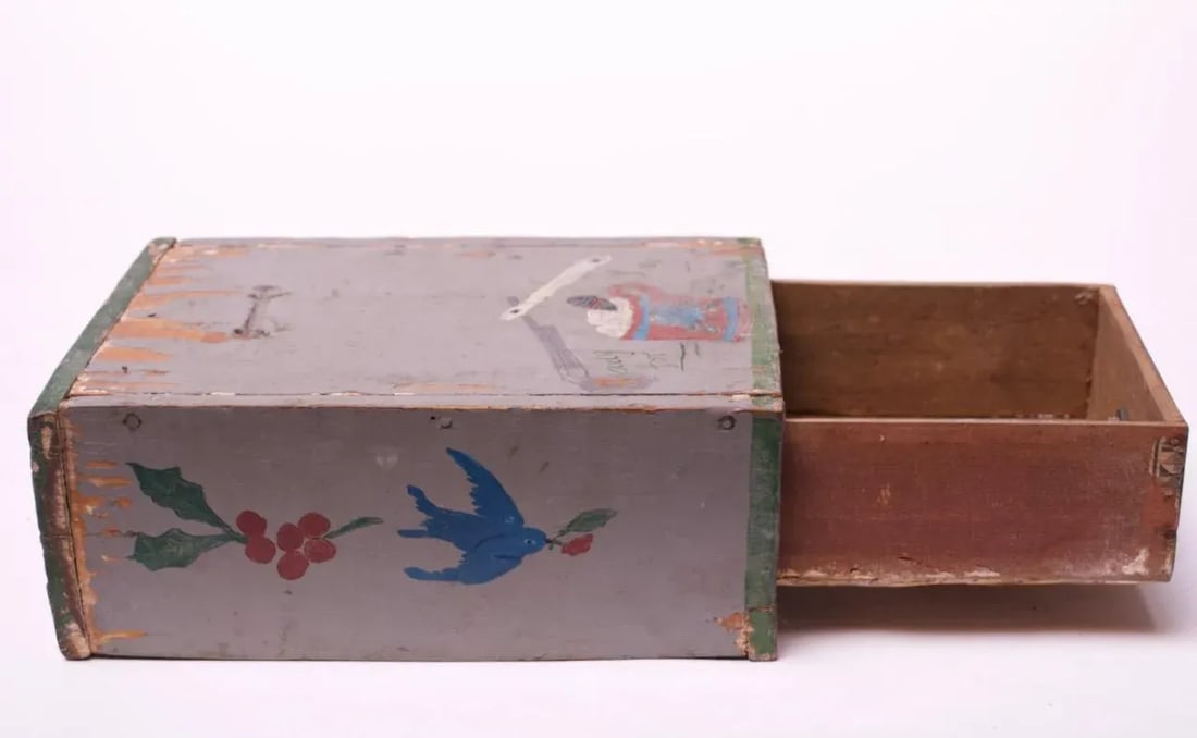 19th Century Folk Art Hand-Painted Shave Box / Caddy - 4