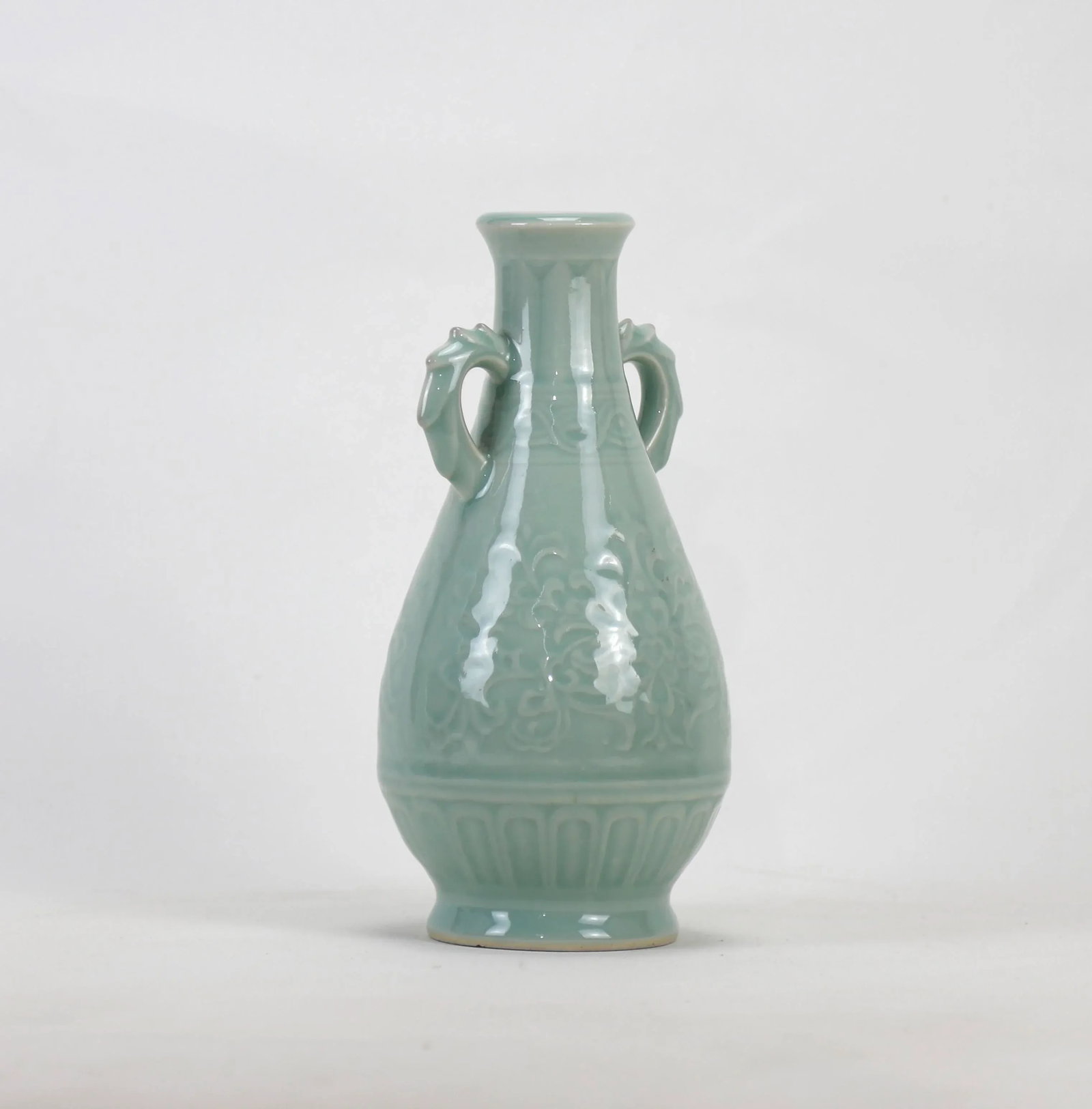 A Pair of 20th Century Celadon Vases With Handles - 3