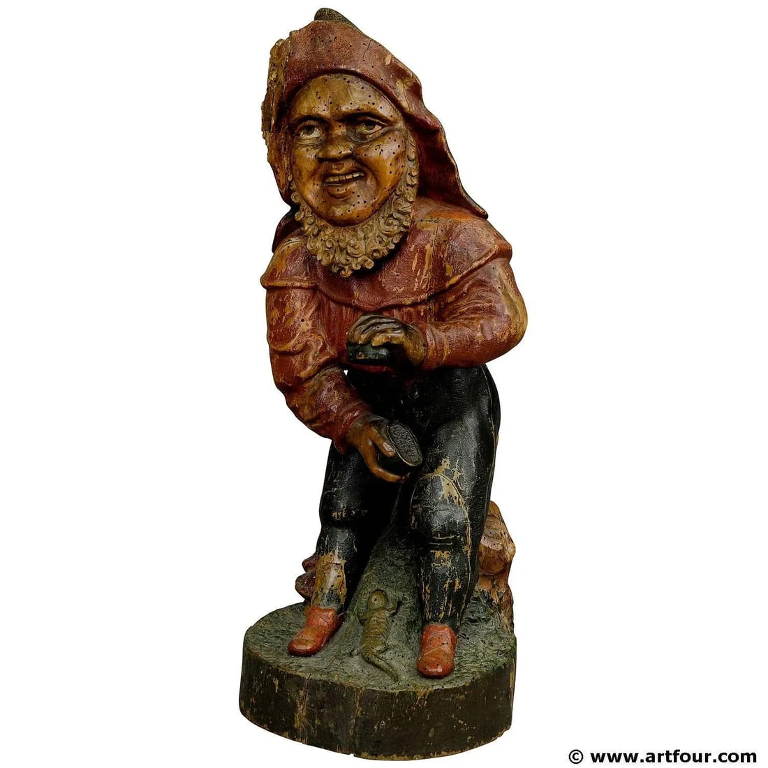 Carving of a Dwarf With Snuffbox 19th Century - 7