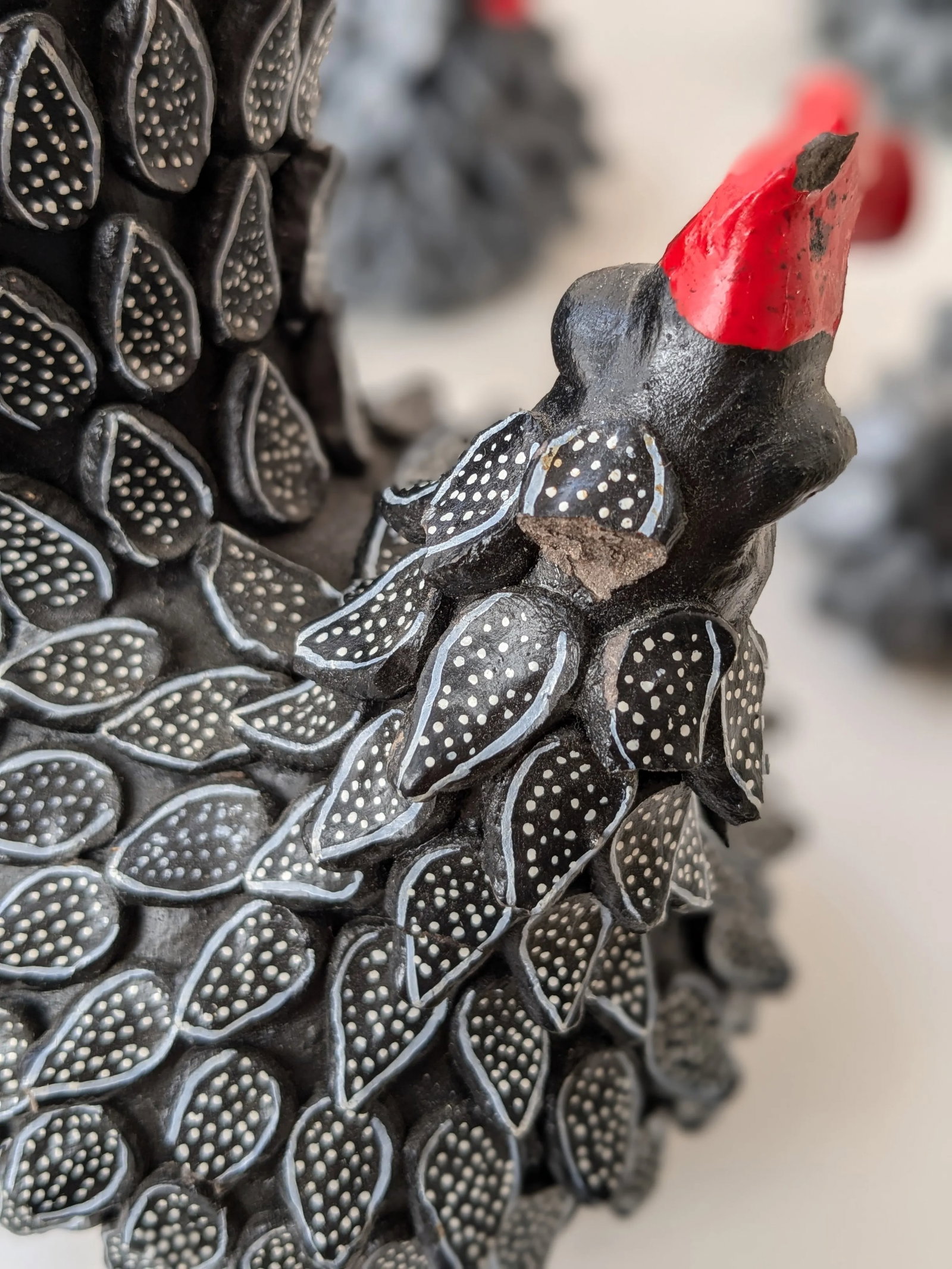 Set of 7 South American Clay Folk Art Chickens – Hand-Painted - 5