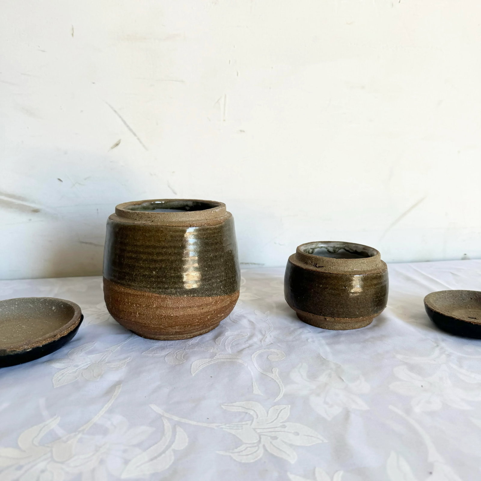 Vintage Hand Made Pottery Jars With Lids - 2 Pieces - 4