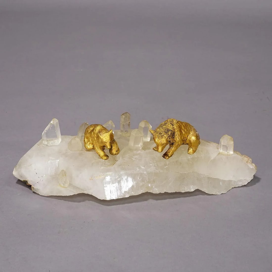 Pair Antique Vienna Bronce Bears on a Crystal Rock - 2