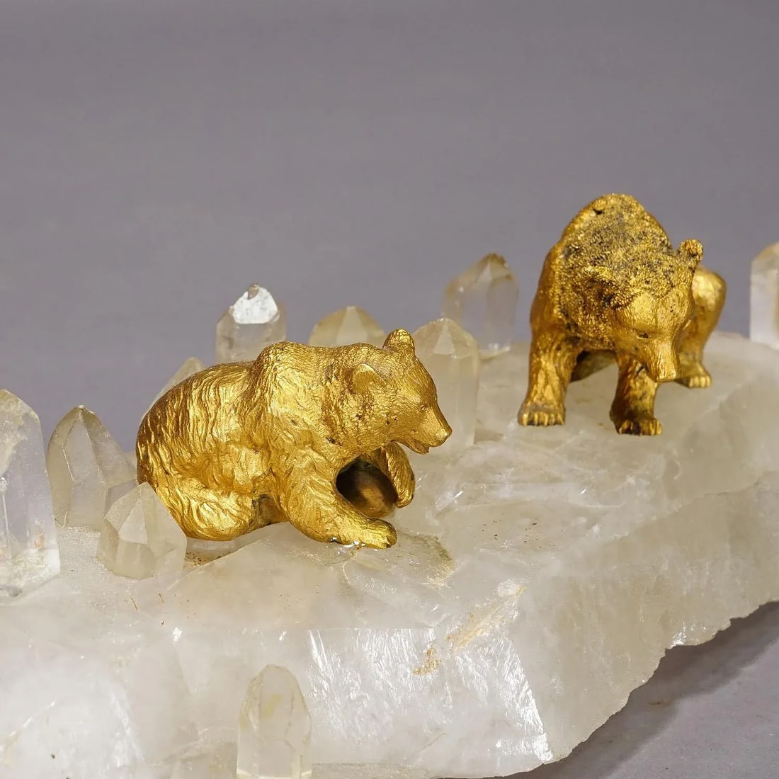 Pair Antique Vienna Bronce Bears on a Crystal Rock - 4