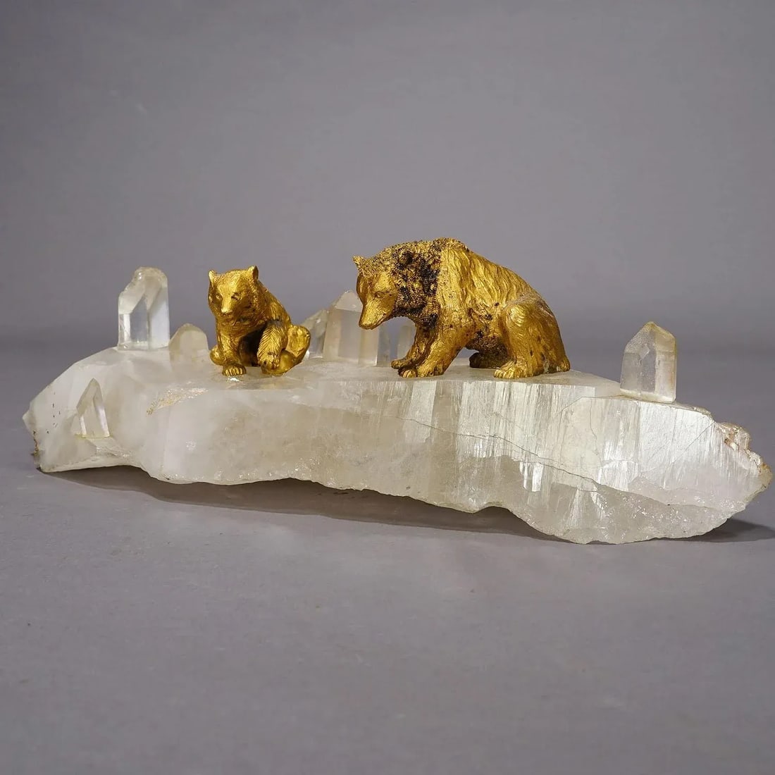 Pair Antique Vienna Bronce Bears on a Crystal Rock - 8
